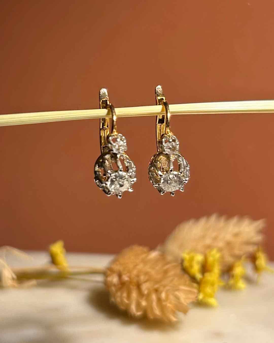 Dormeuses vintage Diamants "Lila" - Elliade Paris