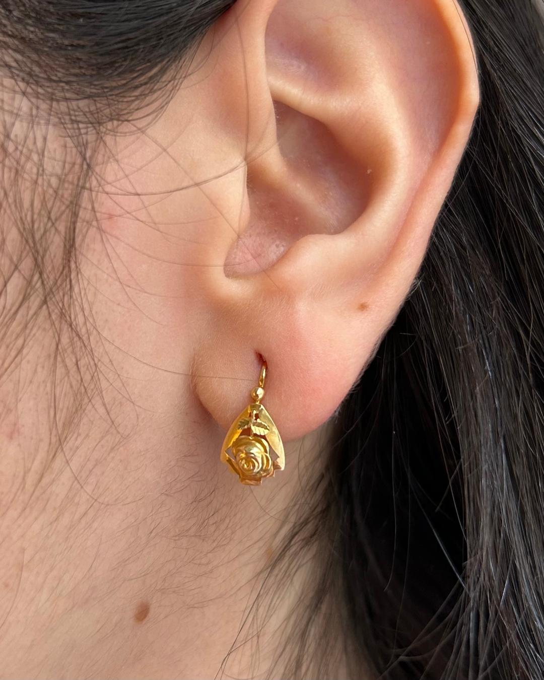 Dormeuses Vintage Or jaune 18 carats "Juline" - Elliade Paris