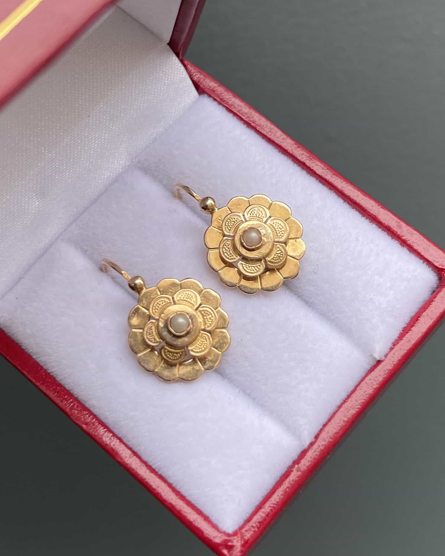 Dormeuses Vintage Perles Fleurs "Scarlett" - Elliade Paris