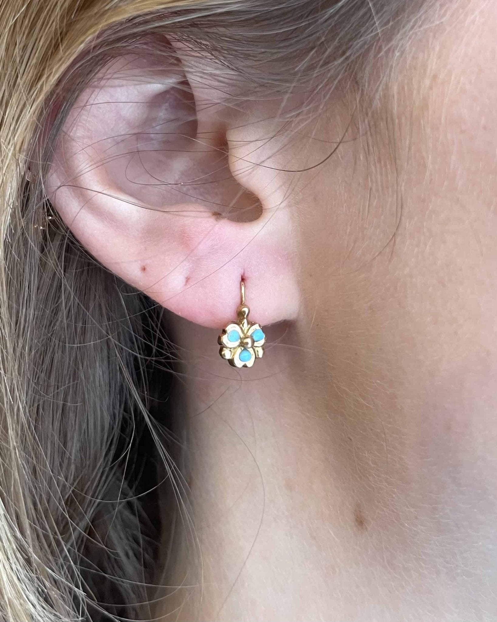 Dormeuses vintage Turquoises en Or "Esmée" - Elliade Paris