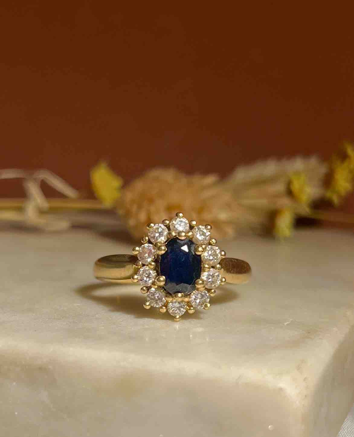 Anillo "Déa" con margaritas de zafiro y diamantes