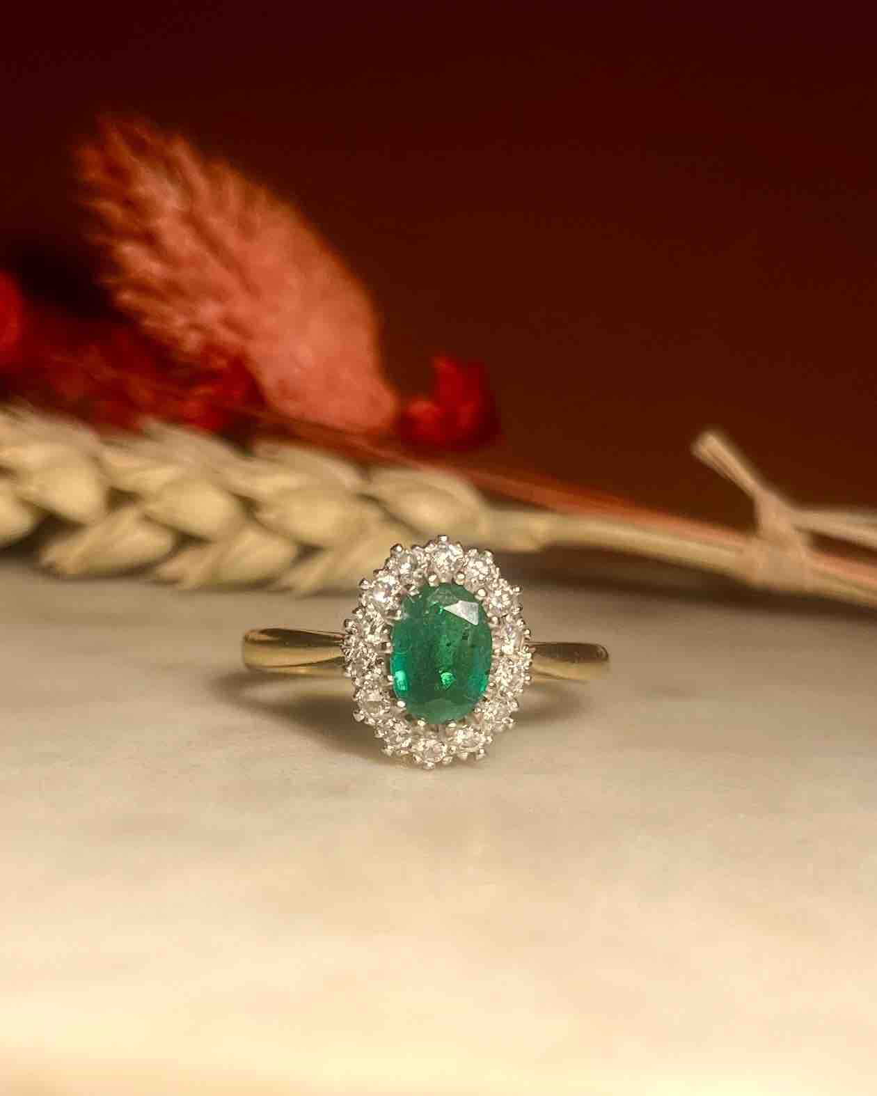 Bague Marguerite Émeraude & Diamants "Alma"