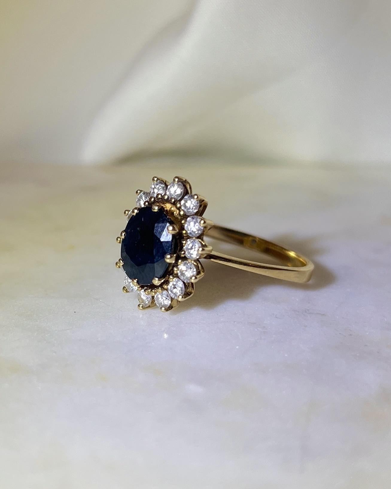 Bague marguerite saphir & diamants "Sarah"