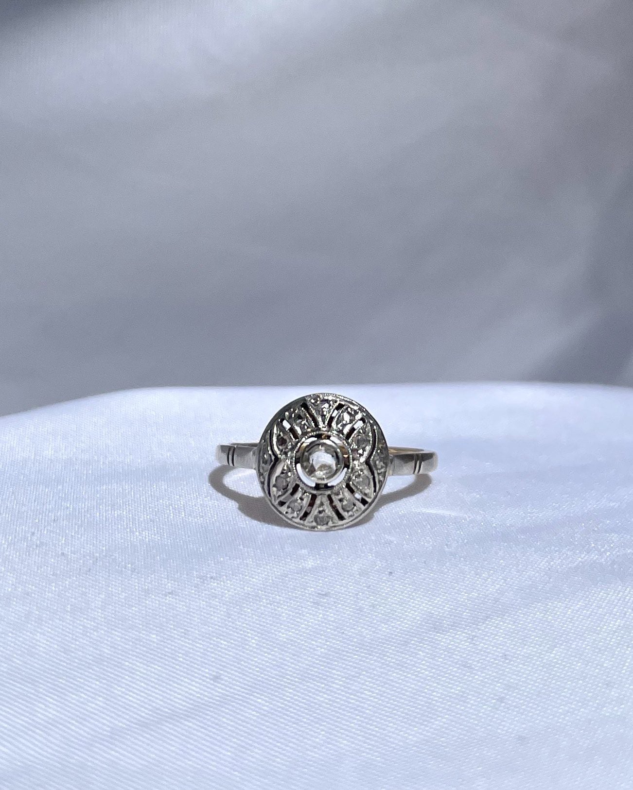 Bague Art-déco diamants, platine, or jaune "May"