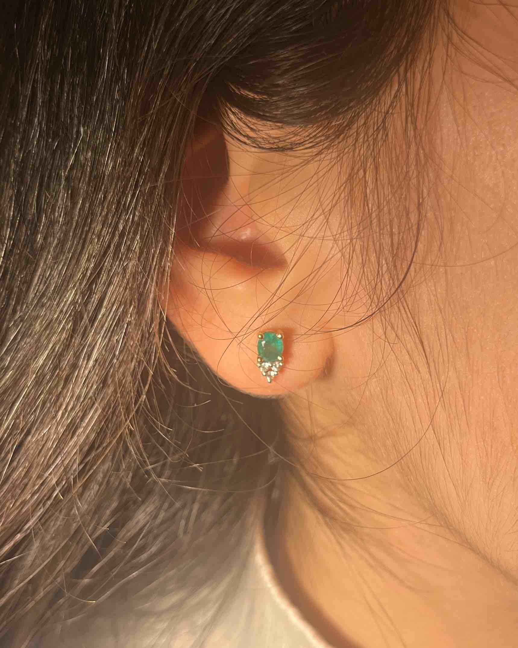 Boucles Émeraude & Diamants "Tina"