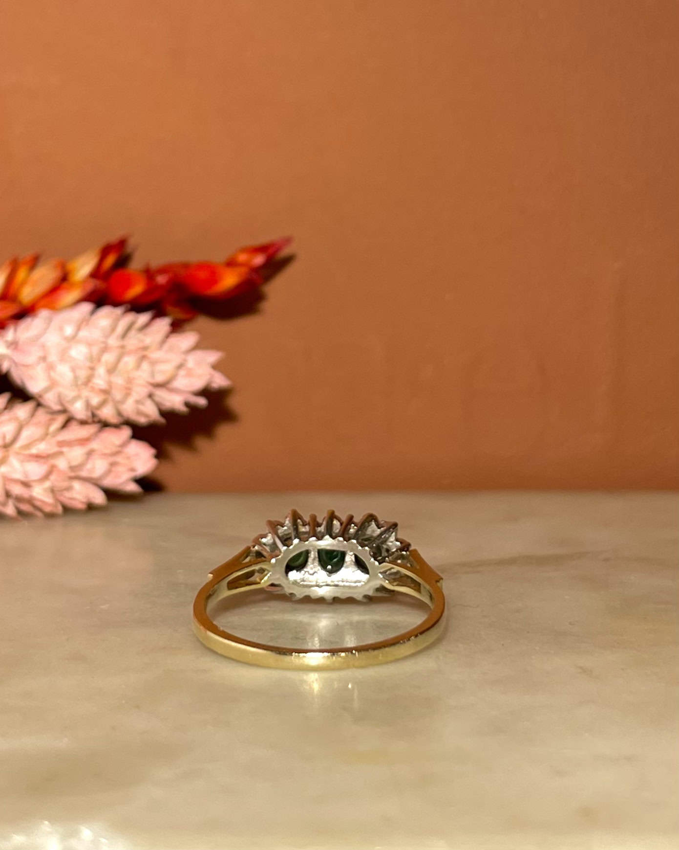 "Imani" Trilogy Ring 3 Emeralds & 18 Diamonds