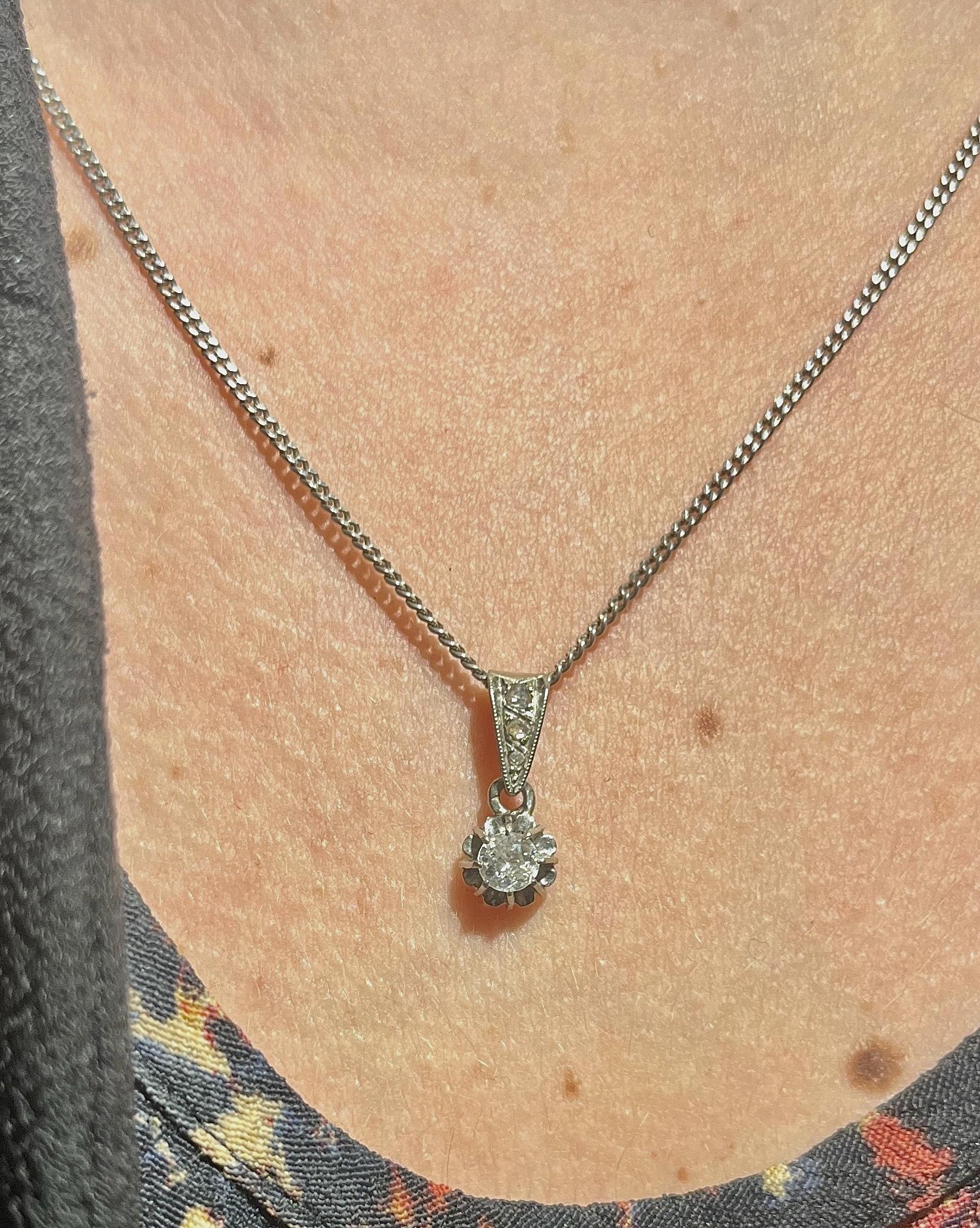 Pendentif diamant 0.22 carat vintage "Maéline"