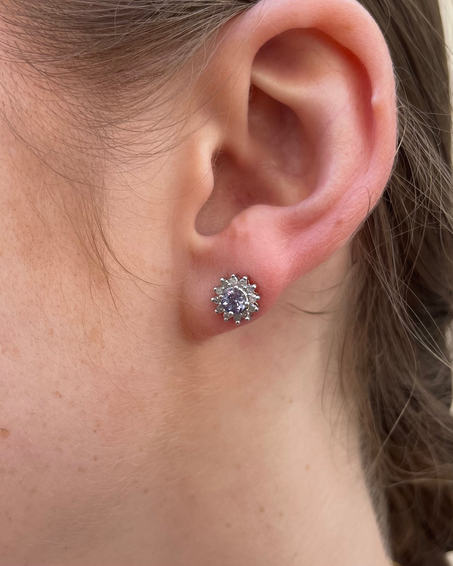 Boucles Marguerite Tanzanites & Diamants "Maera"