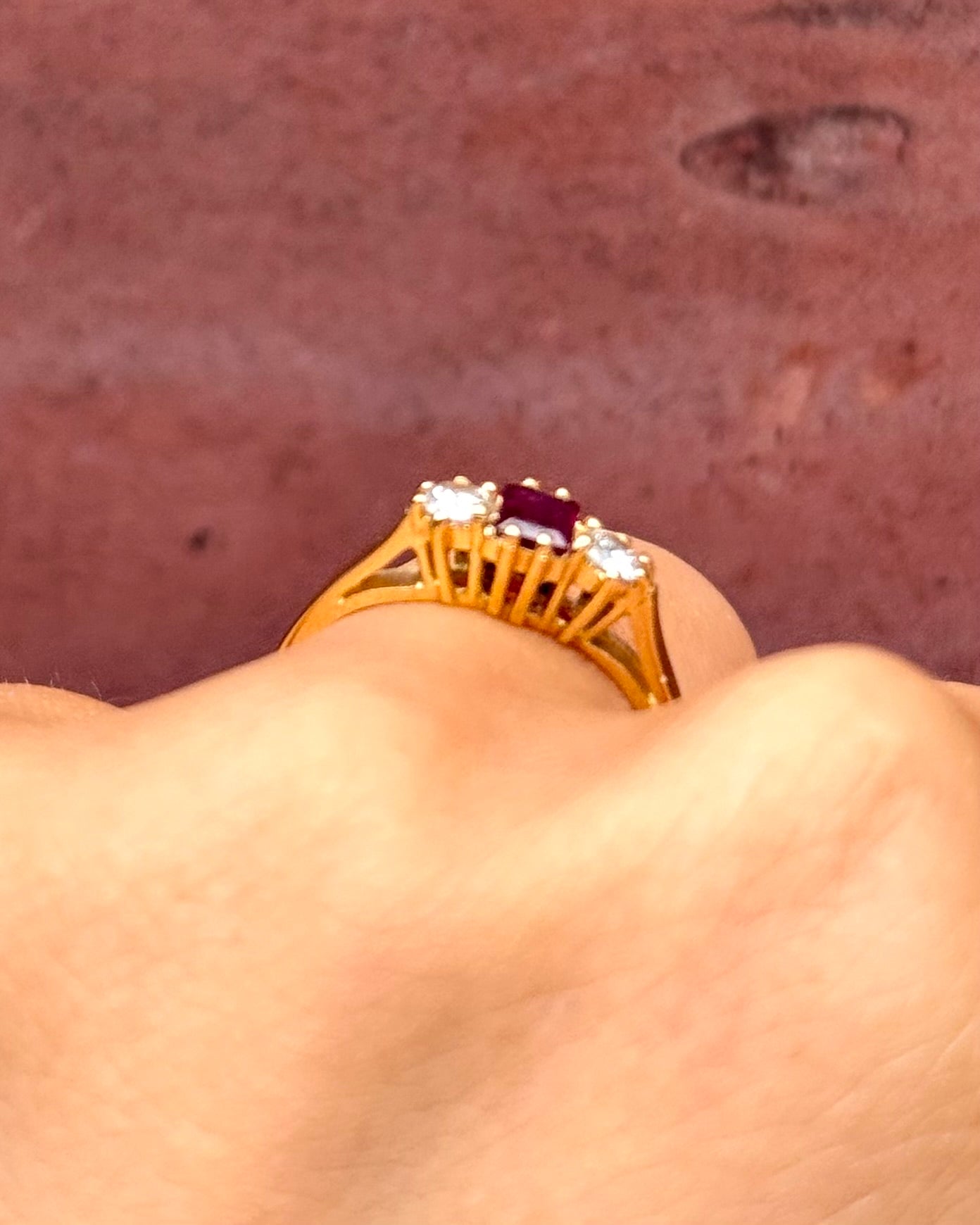 “Diana” 0.28-Carat Ruby & Diamond Trilogy Ring