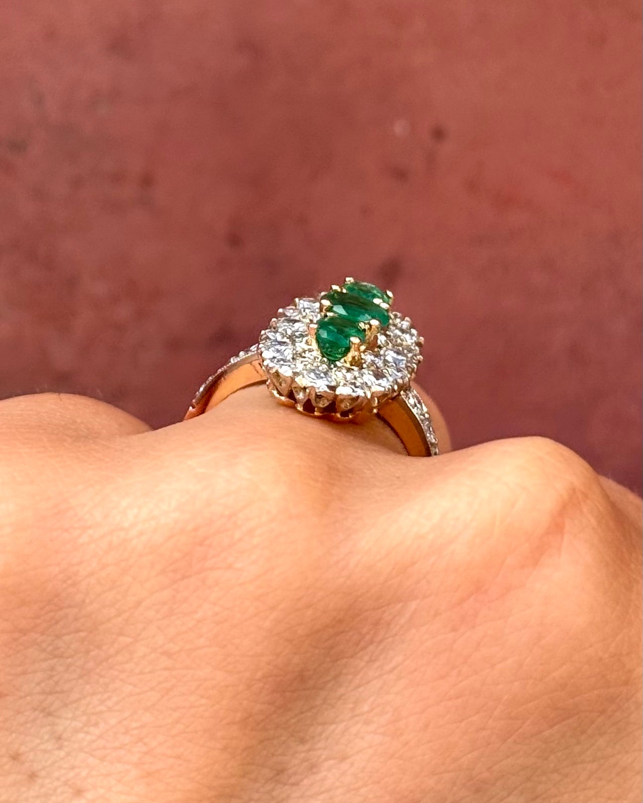 Bague Marquise Émeraudes 1.06 carat & 30 Diamants 1.06 carat 4.83g "Ariette"