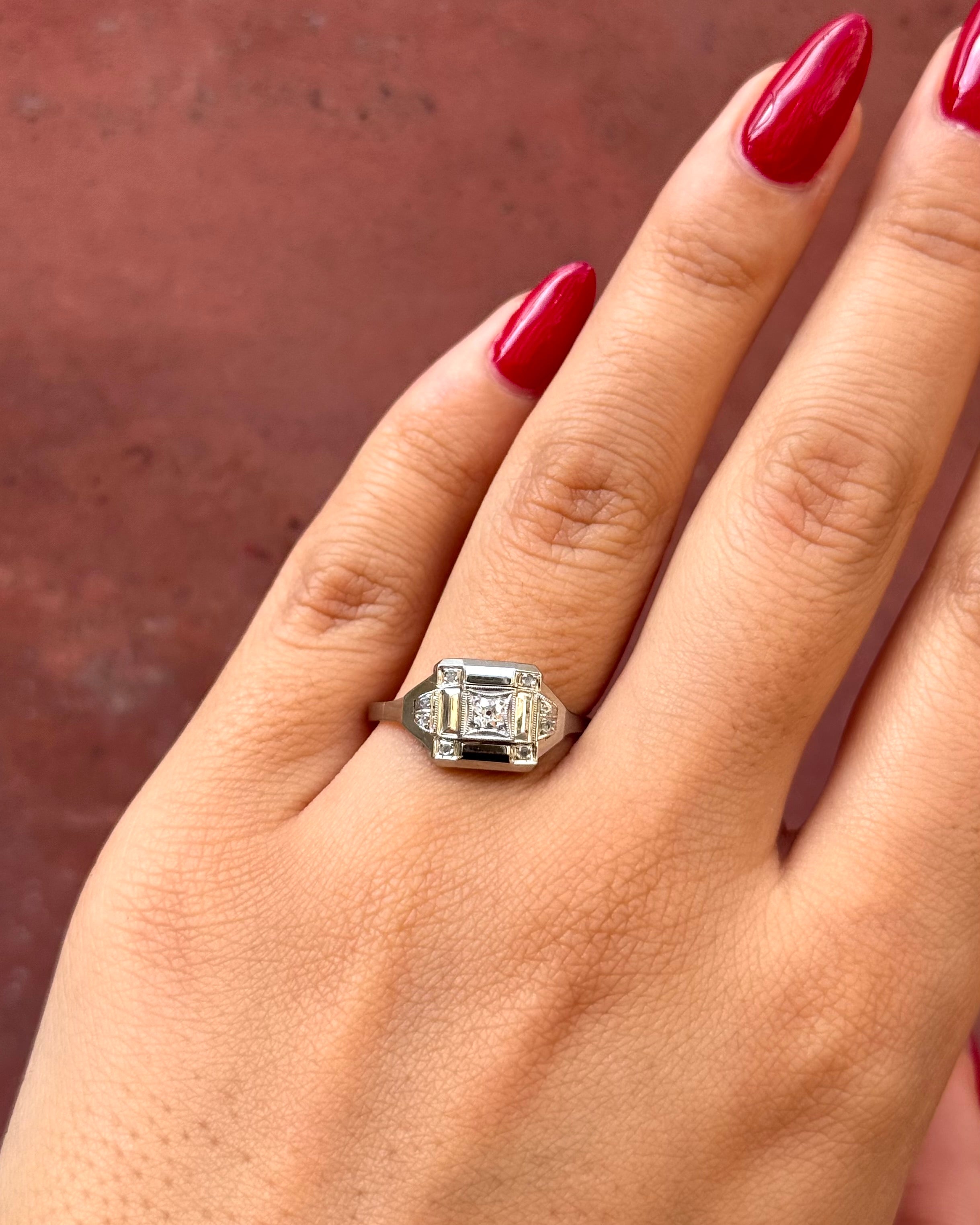 Anillo art déco de diamantes «Samia»