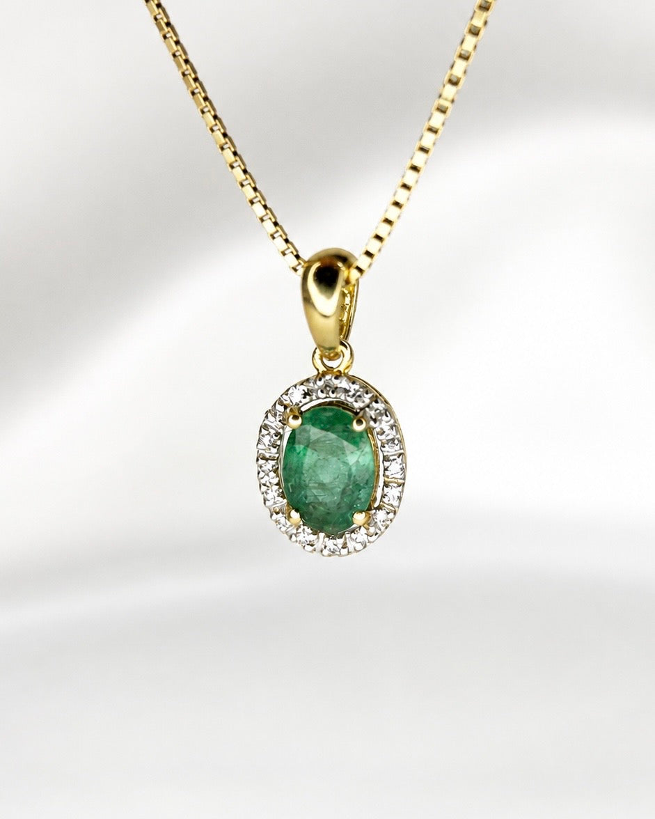 Pendentif Émeraude 0.70 carat & Diamants "Daniella"