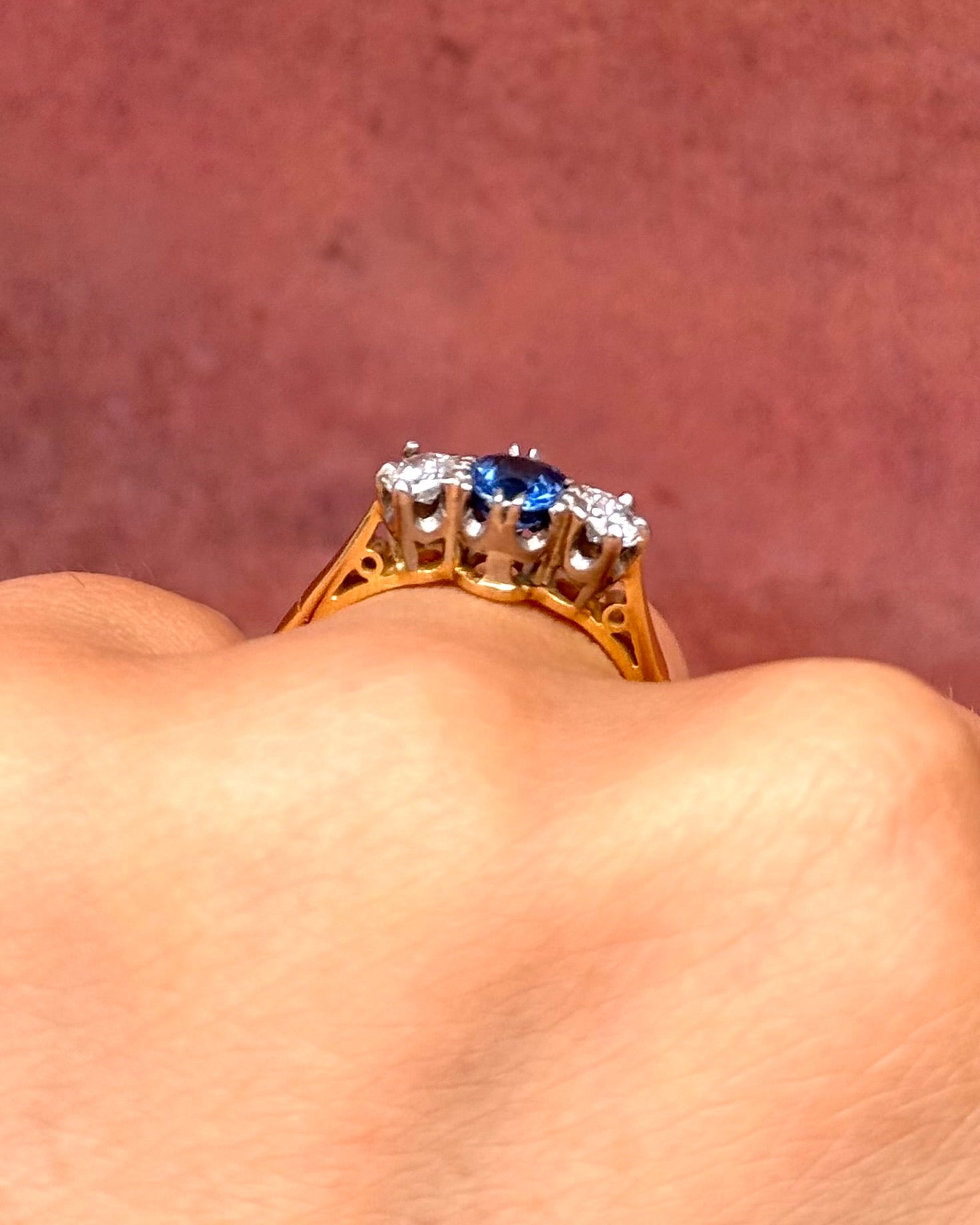 “Lydia” 0.61-carat Sapphire & Diamond Trilogy Ring
