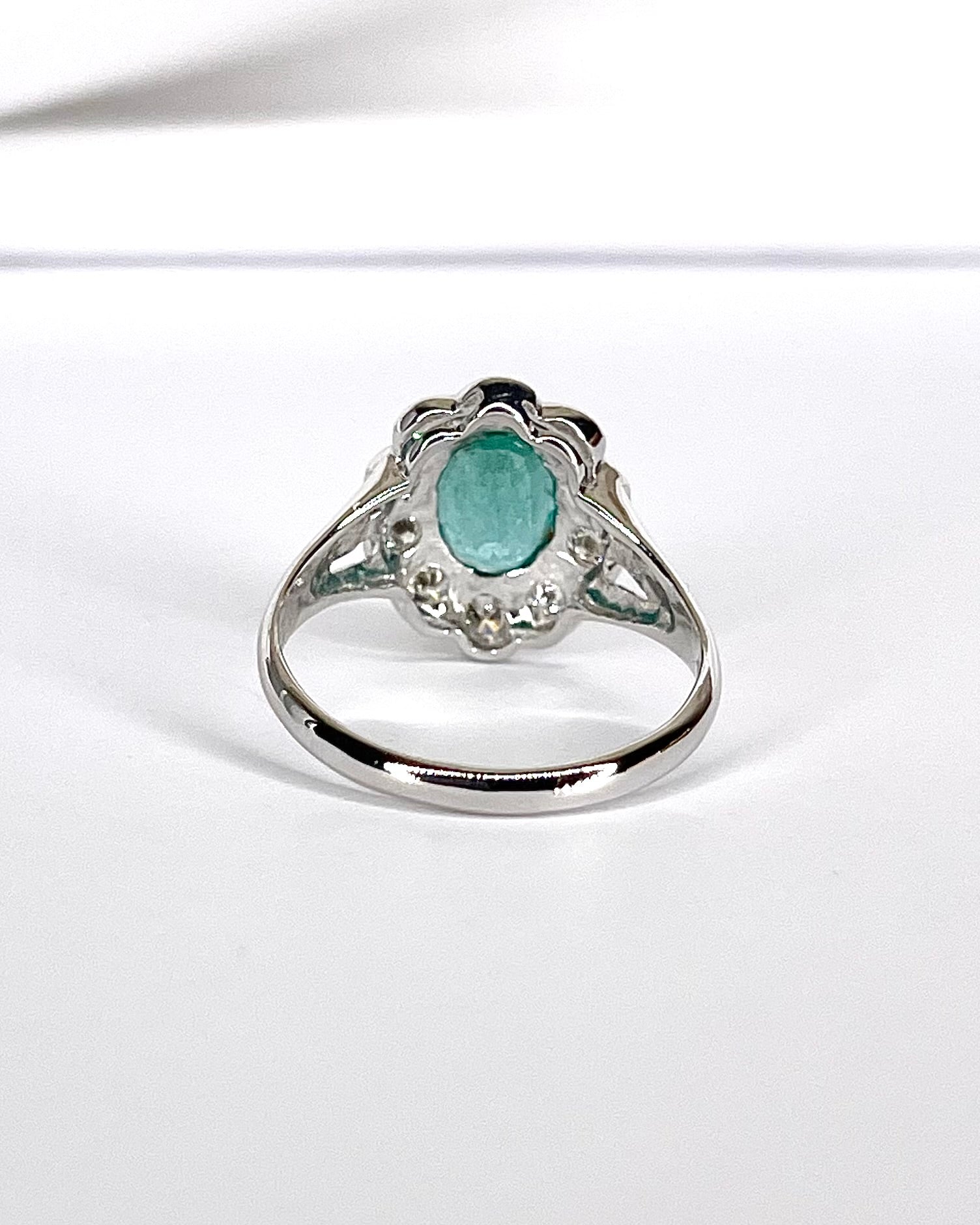 Emerald Daisy Ring 1.35 Carat & Diamonds 0.68 Carat "Vanessa"