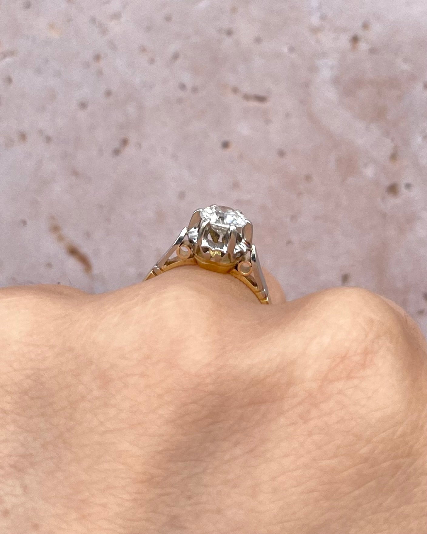 Art Deco Solitaire Diamond Ring 0.64 Carat "Colombe"