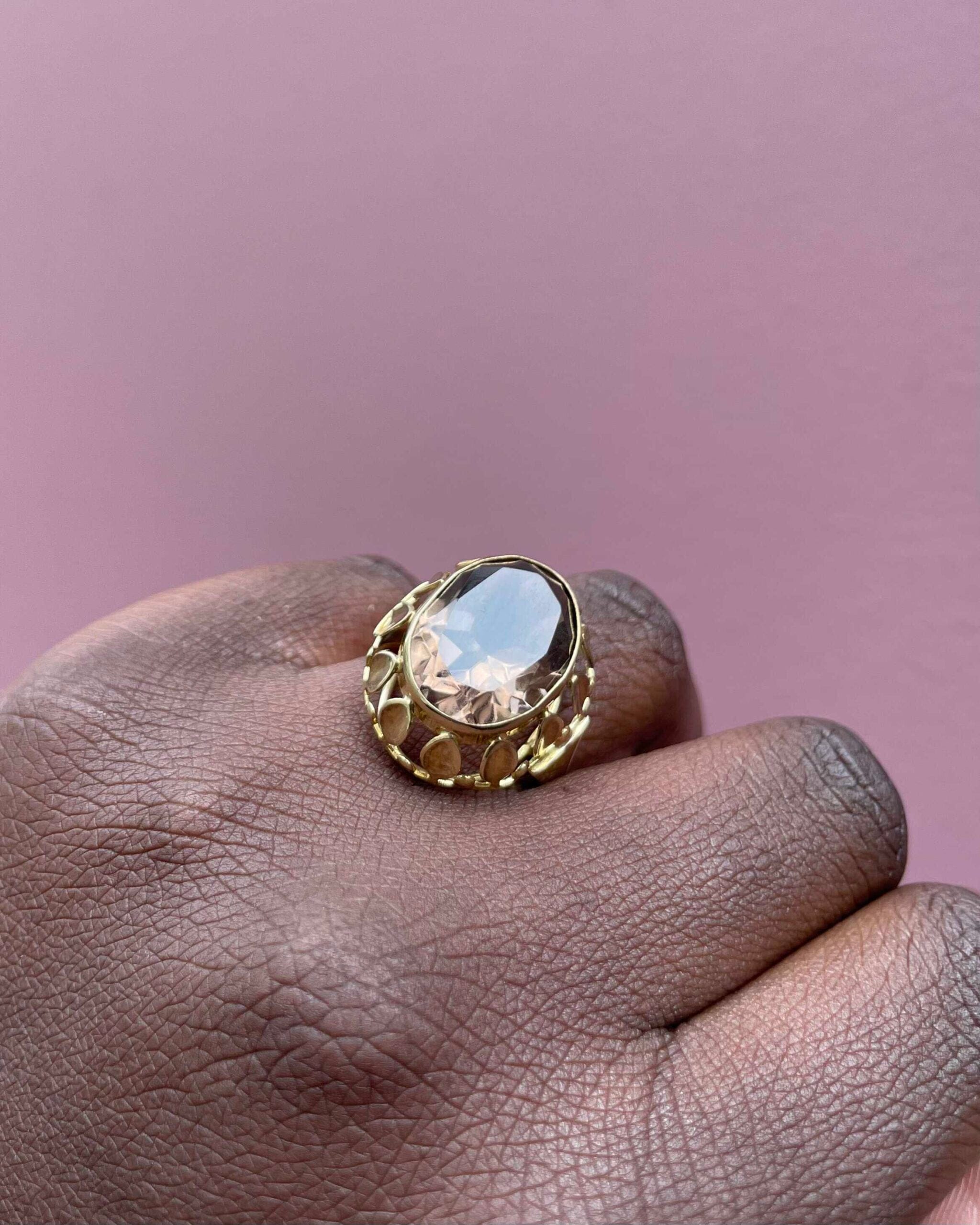 Bague Cocktail Quartz Fumé 8.10 Carats "Sorene" - Elliade Paris