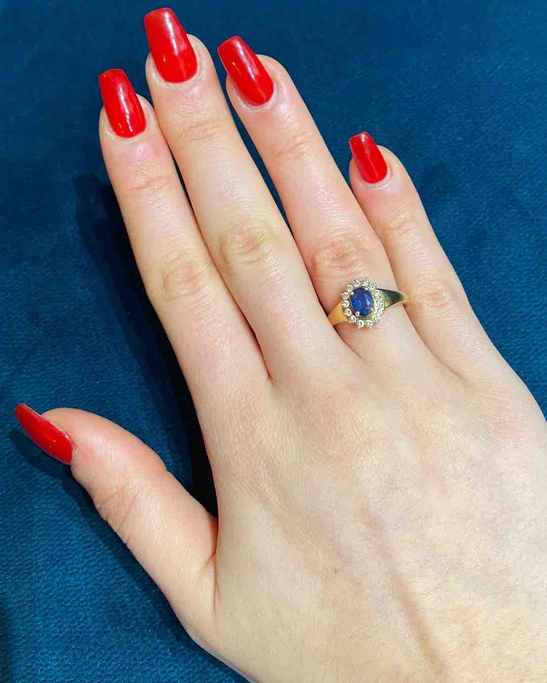 Bague Marguerite Diamants & Saphir "Hanaé"