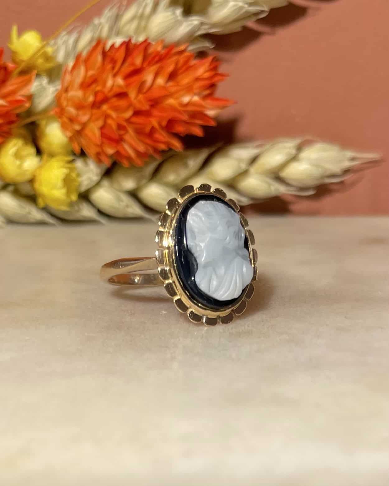Bague vintage Camée Agate "Eleanor" - Elliade Paris