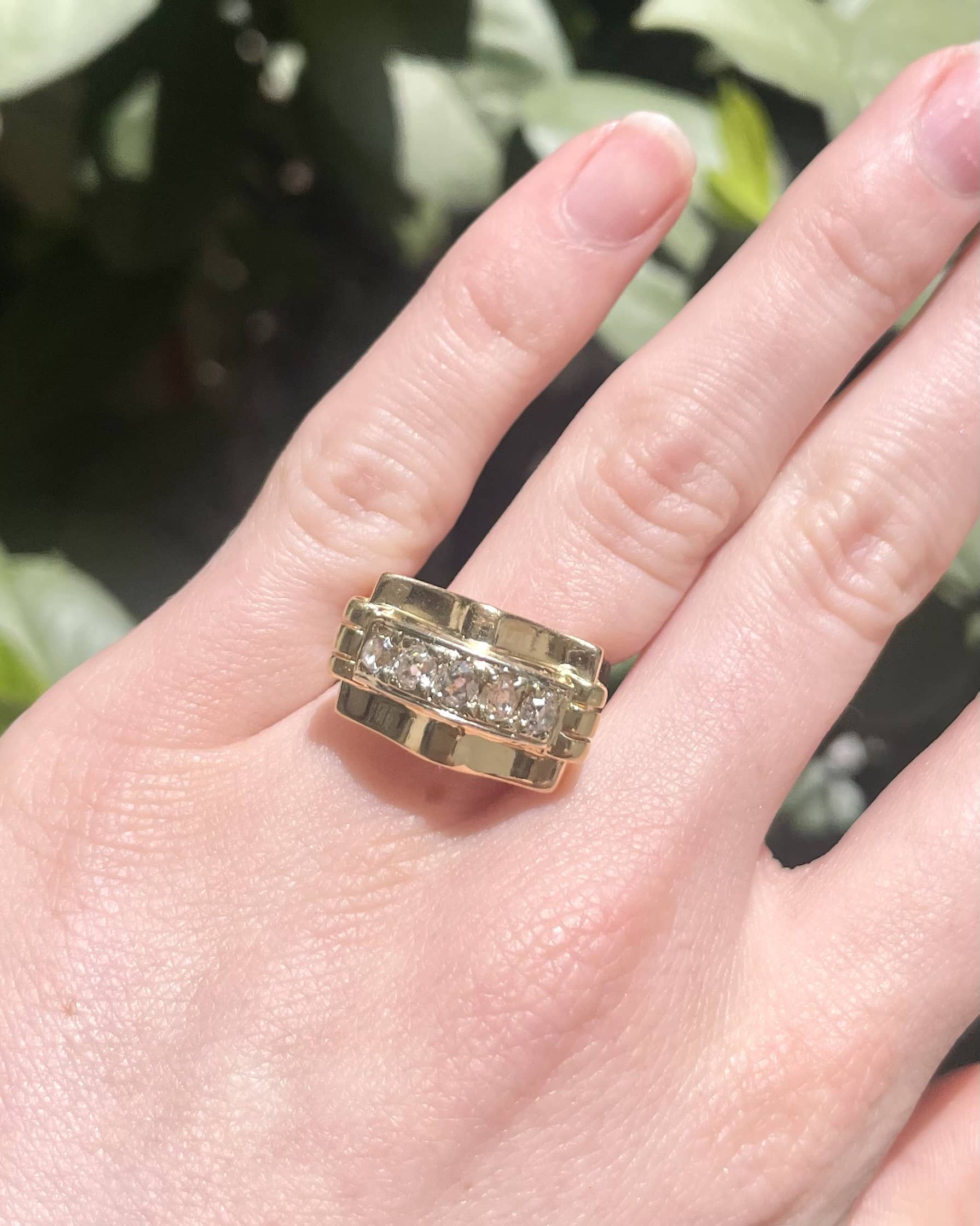 Vintage Tank Ring Diamonds 0.45 carat "Elisabeth"