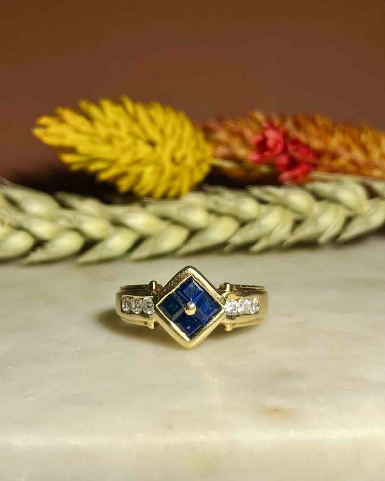 Bague jonc saphir & diamants "Paula"
