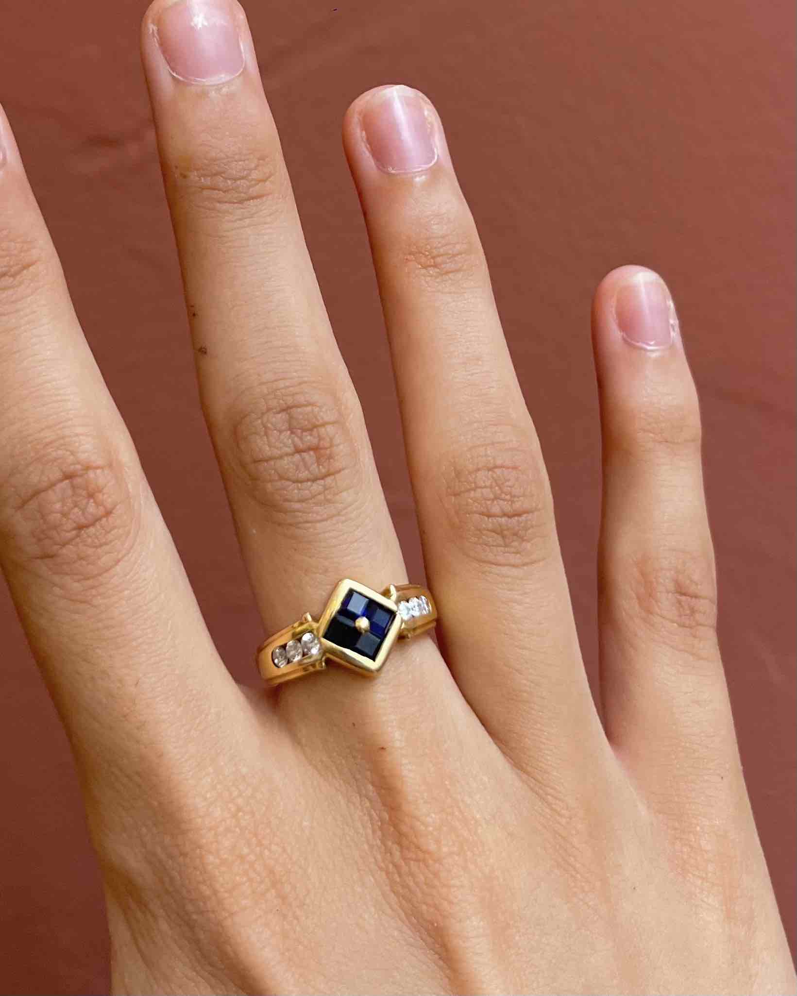Bague jonc saphir & diamants "Paula"