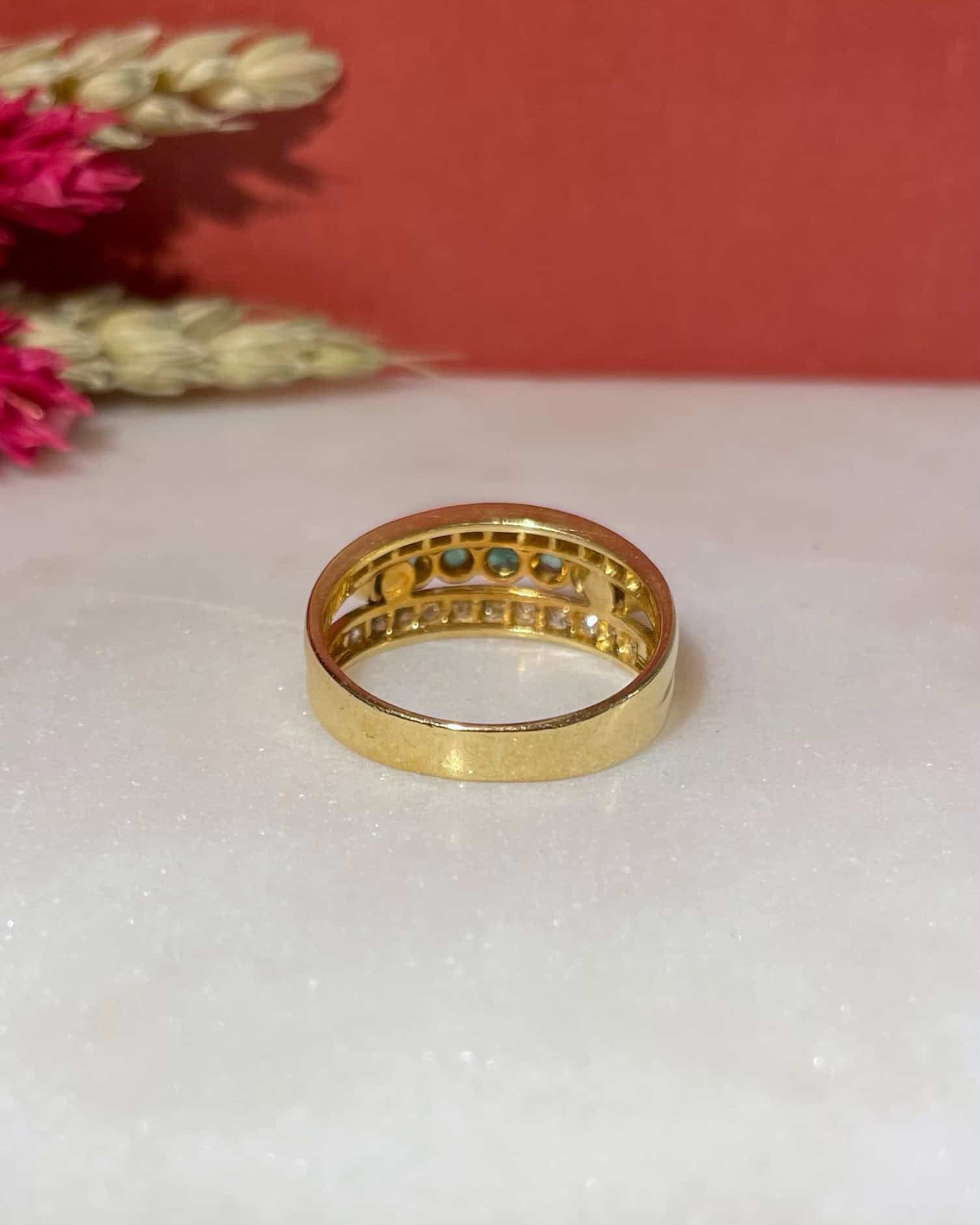 Jonc Vintage Emeraudes & Diamants "Alama" - Elliade Paris