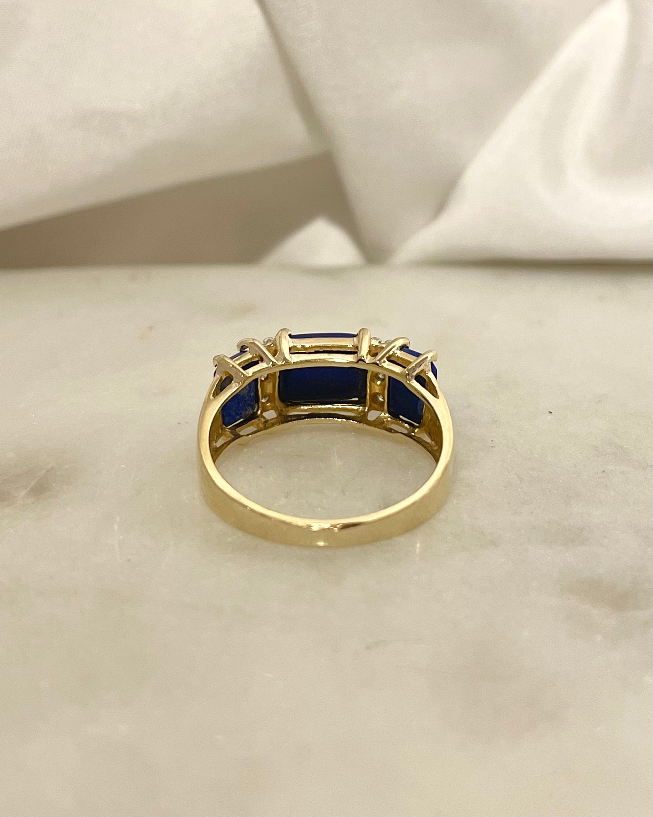 Bague Trilogie Lapis Lazuli 2 carats & Diamants "Klervi"