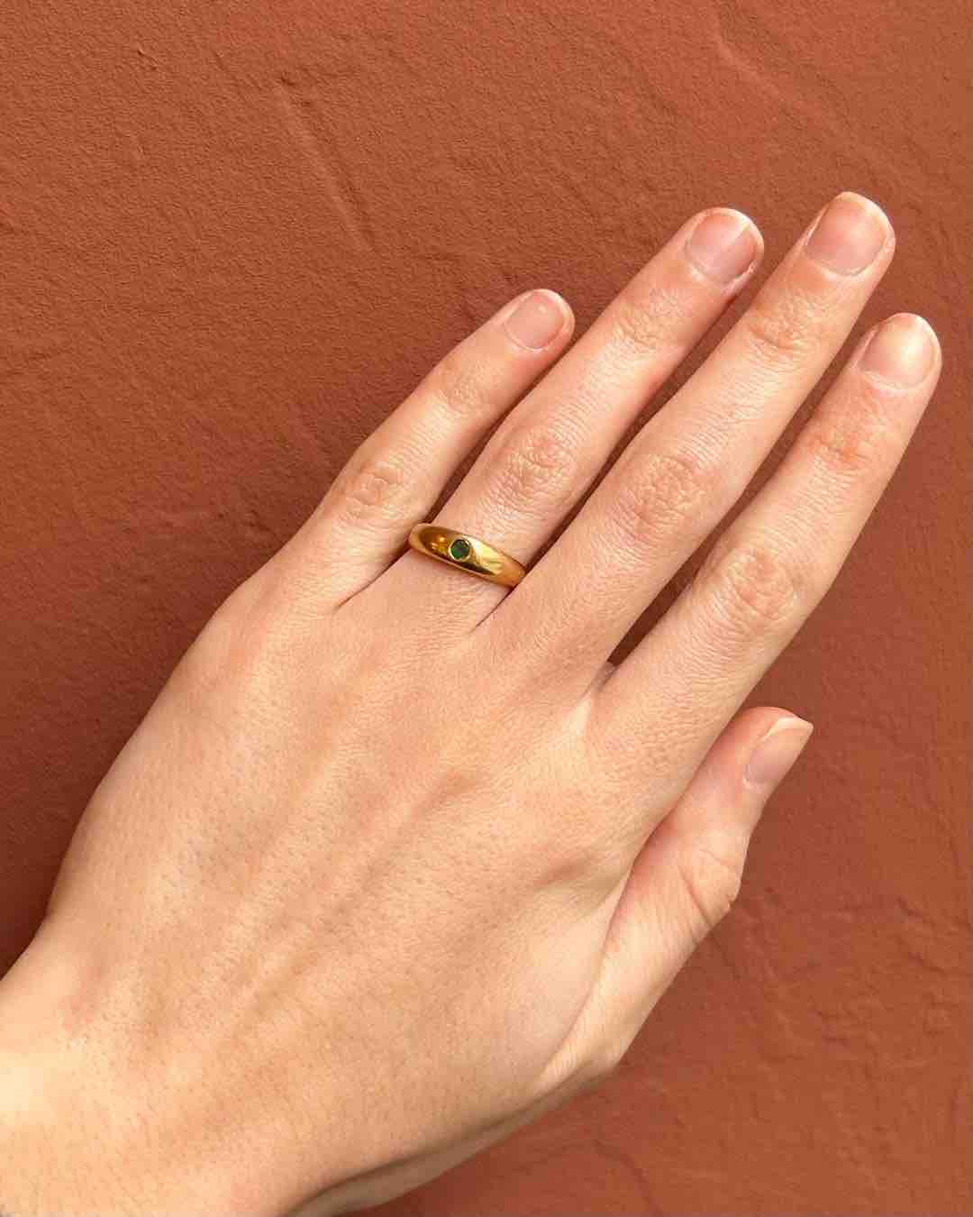 Bague Vintage Jonc Émeraude "Malika"
