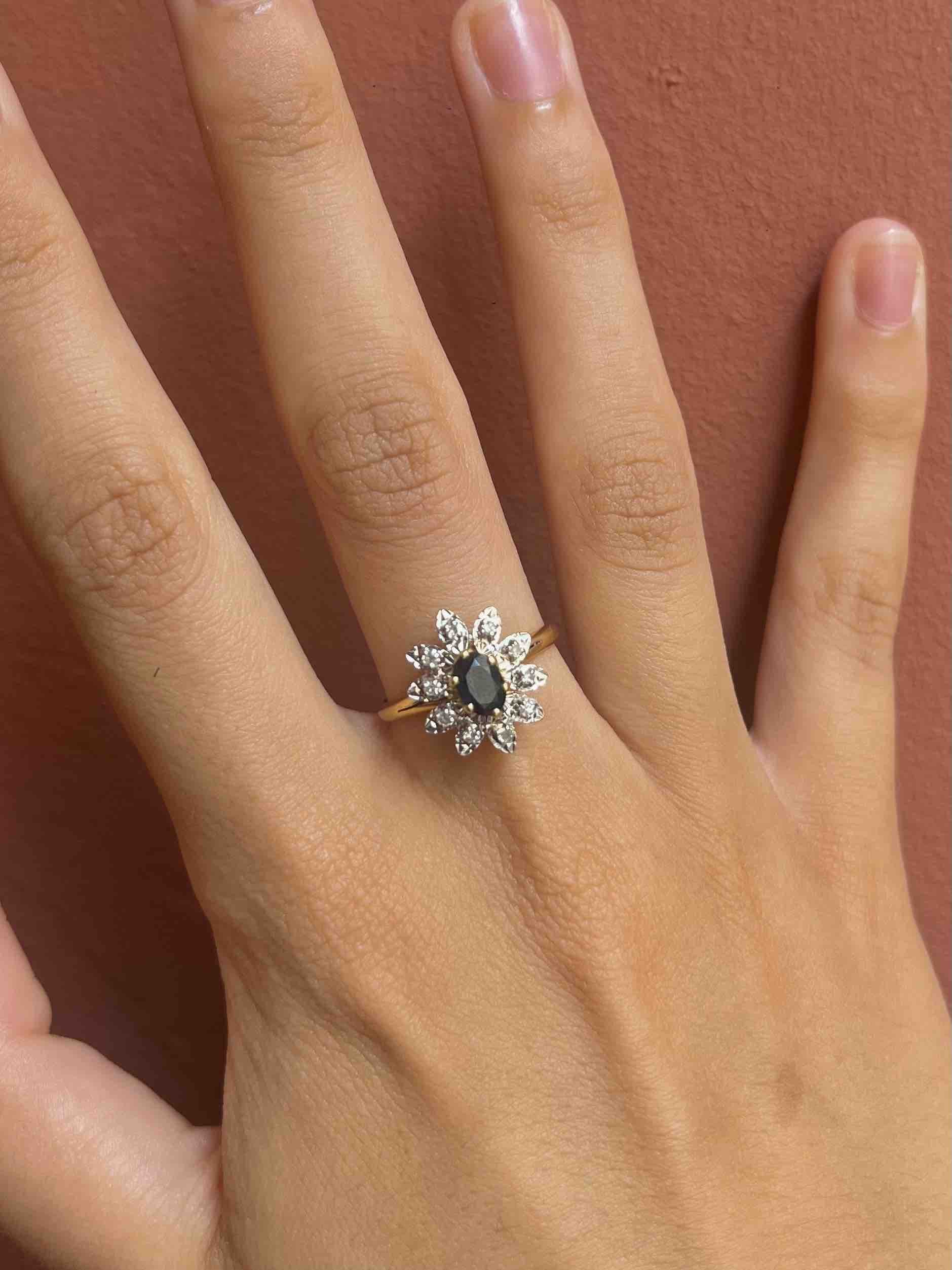 "Prescillia" Sapphire & Diamond Daisy Ring