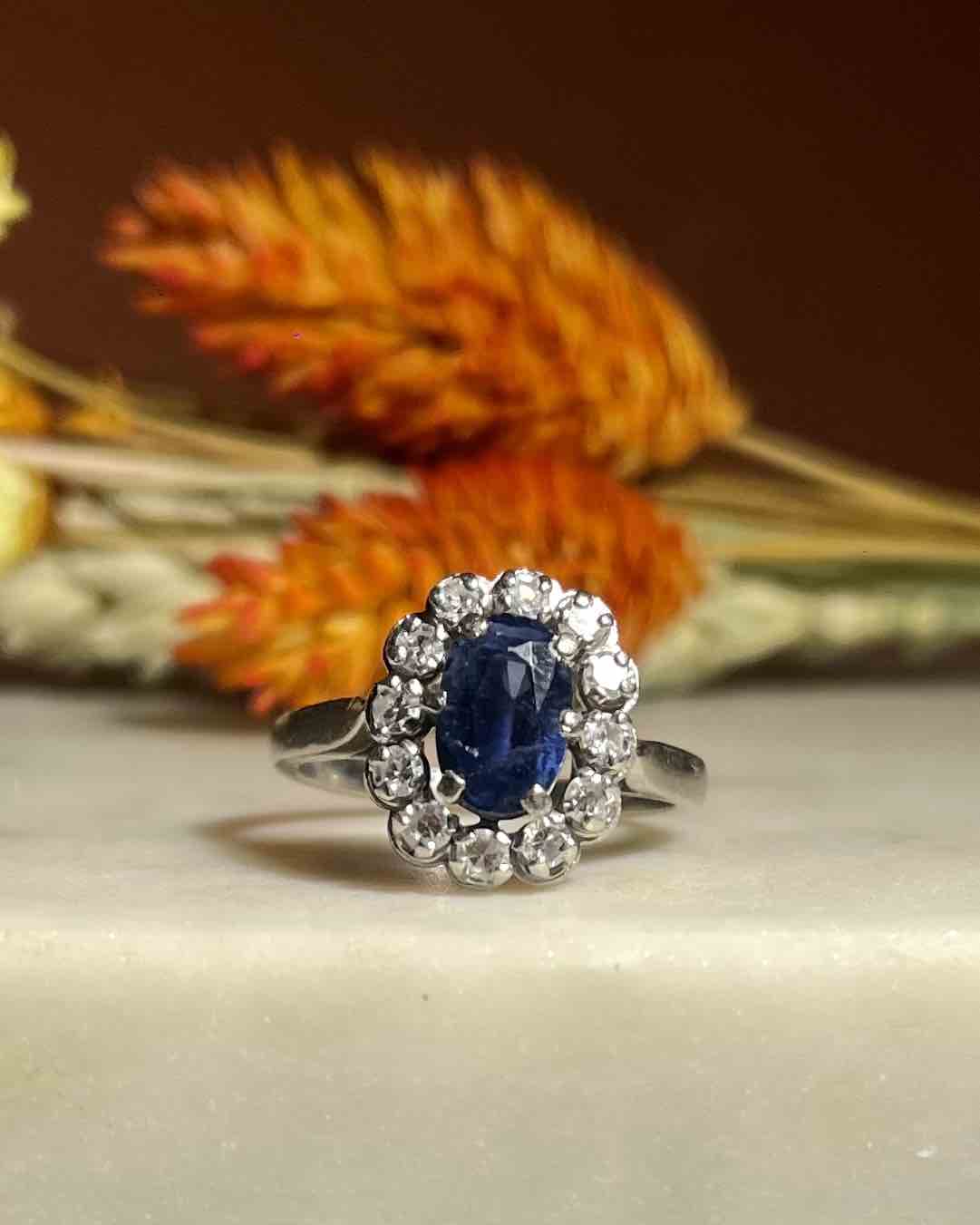 "Chléophéa" Sapphire & Diamond Daisy Ring