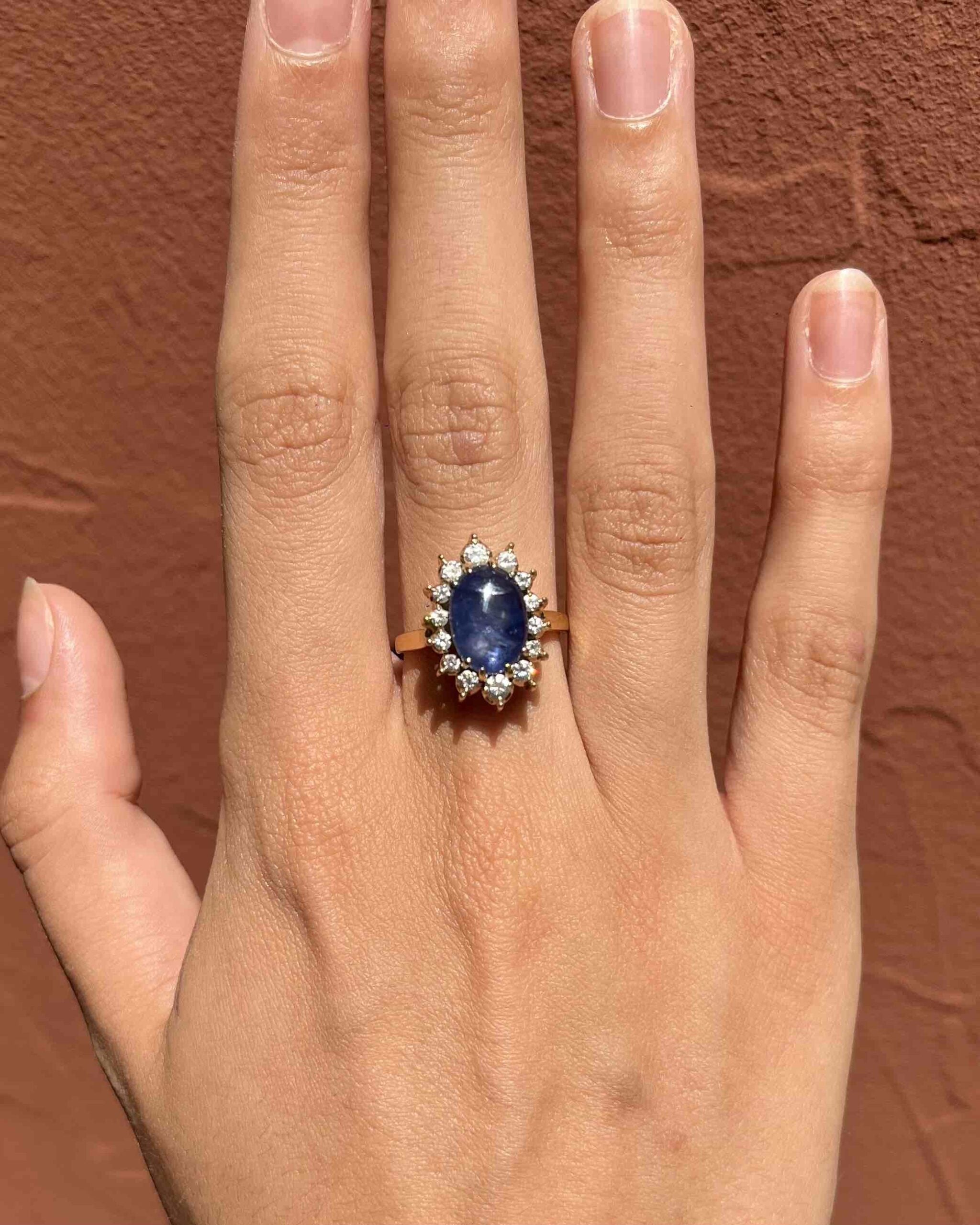 "Anja" 4 Carat Sapphire & Diamond Daisy Ring