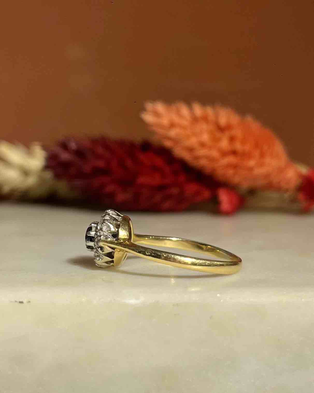 "Moana" Sapphire & Diamond Daisy Ring