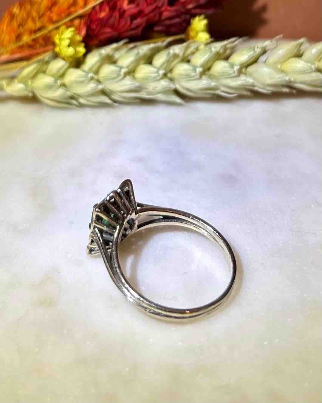 "Alicia" Emerald and Diamond Daisy Ring