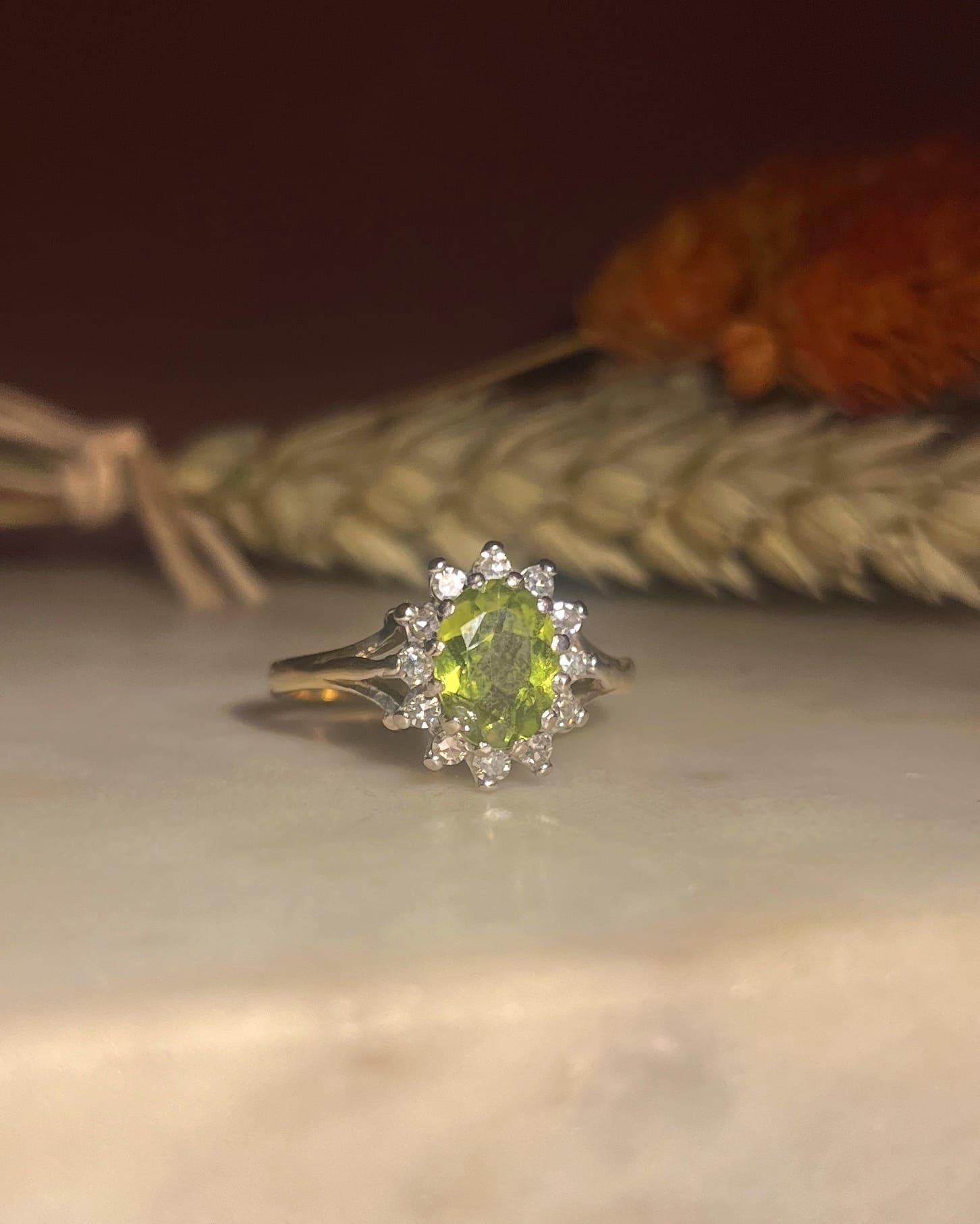 1 Carat Peridot & Diamond "Lumia" Daisy Ring