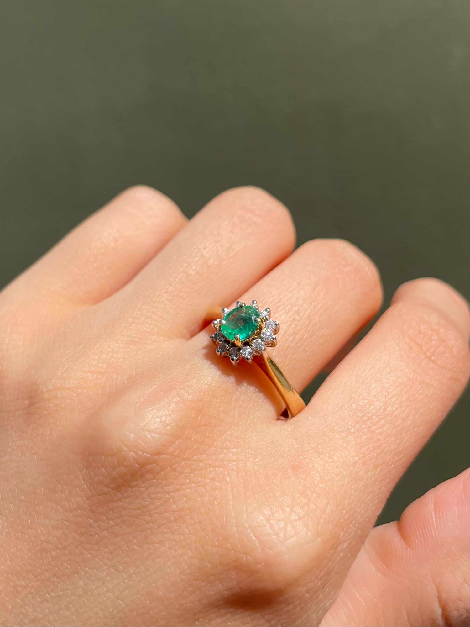 "Mariette" Emerald & Diamond Daisy Ring 0.40 carat
