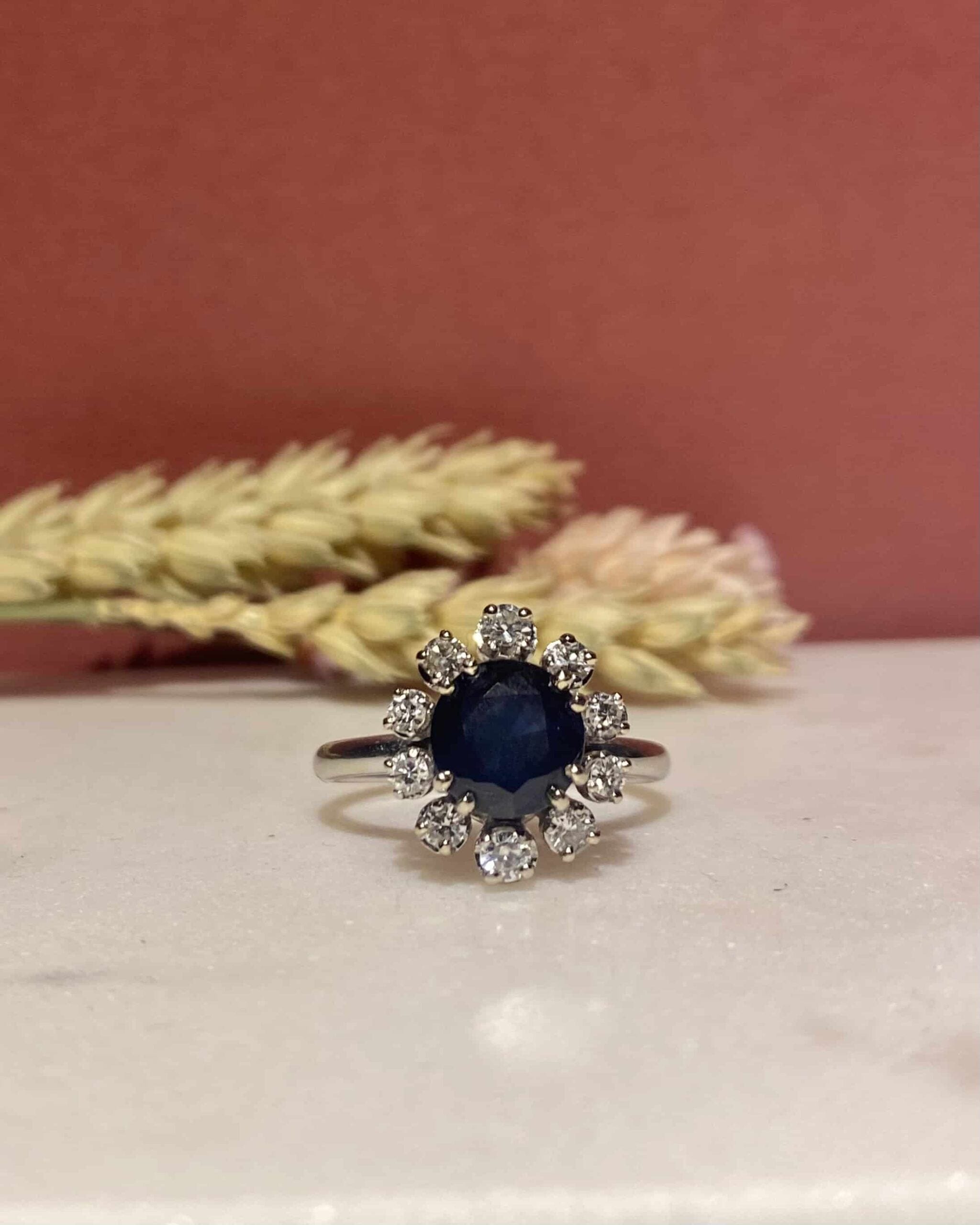 Bague Marguerite Saphir 2 Carats & Diamants "Vivo"