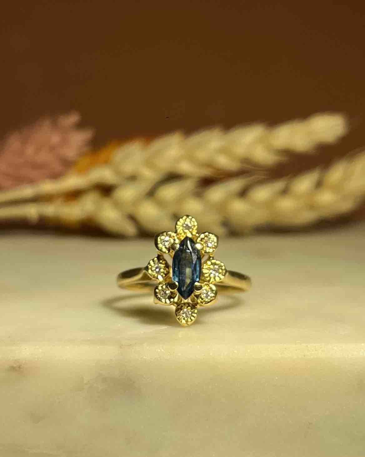 "Juline" Sapphire & Diamond Daisy Ring