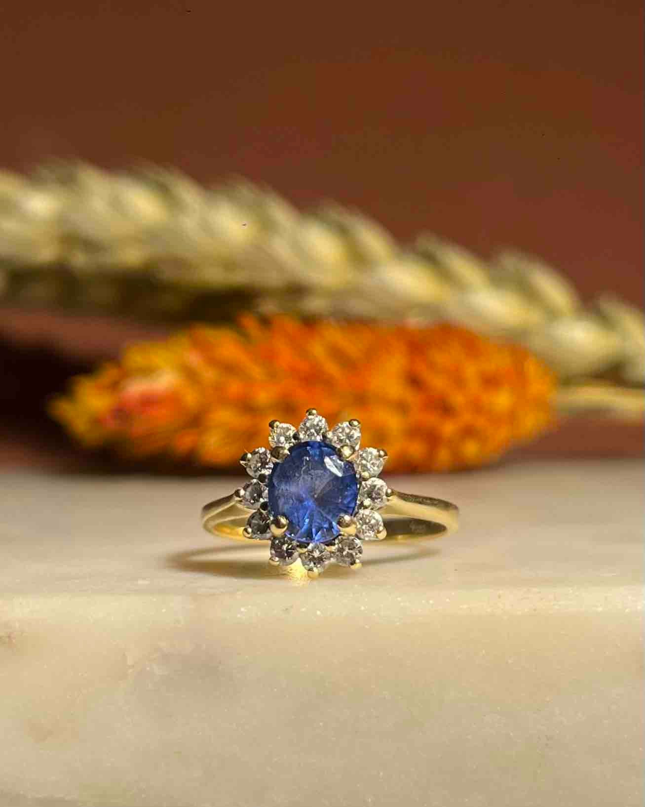 Bague Marguerite Saphir & Diamants "Myrtille"