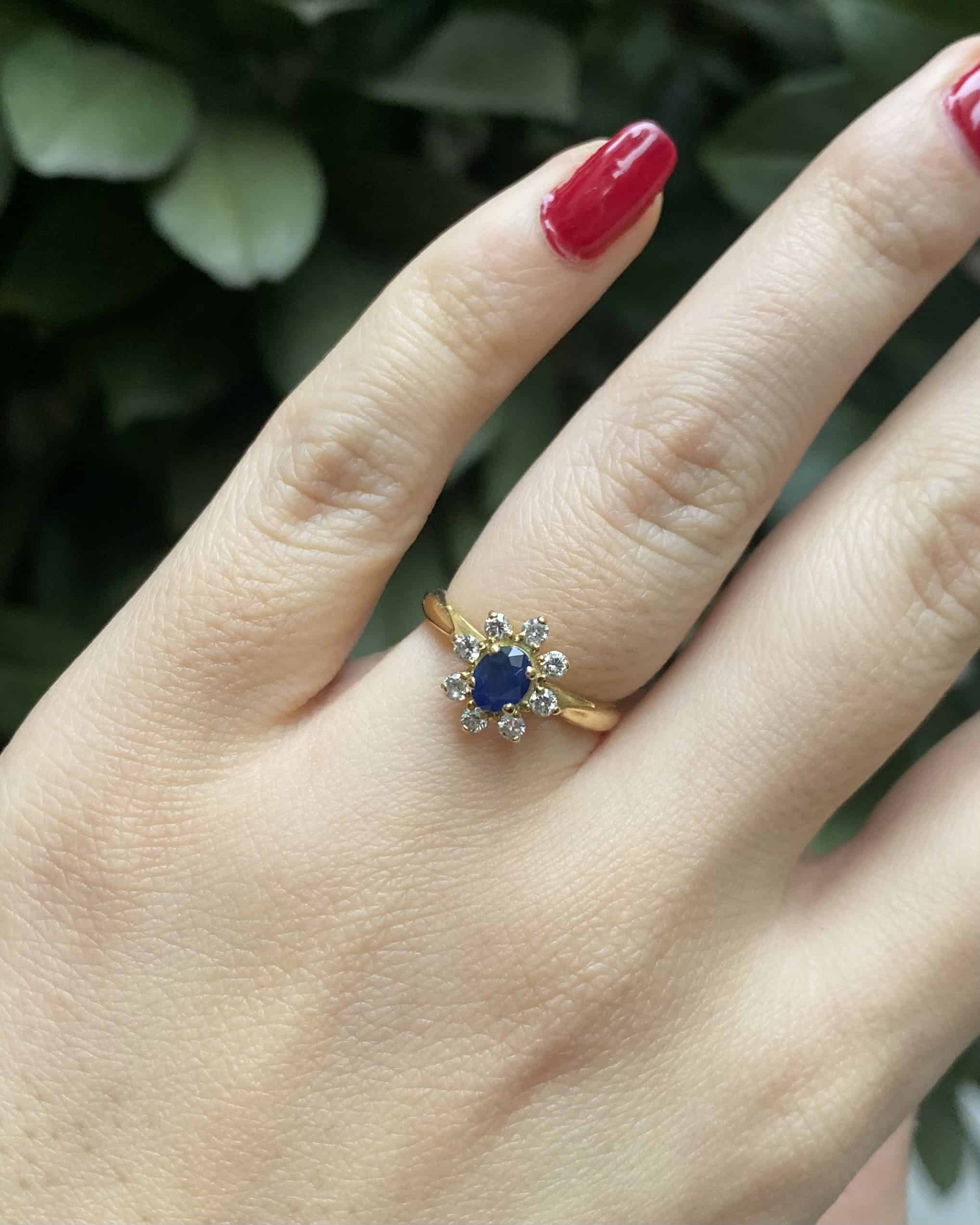 Bague Marguerite Saphir & Diamants "Cherine" - Elliade Paris