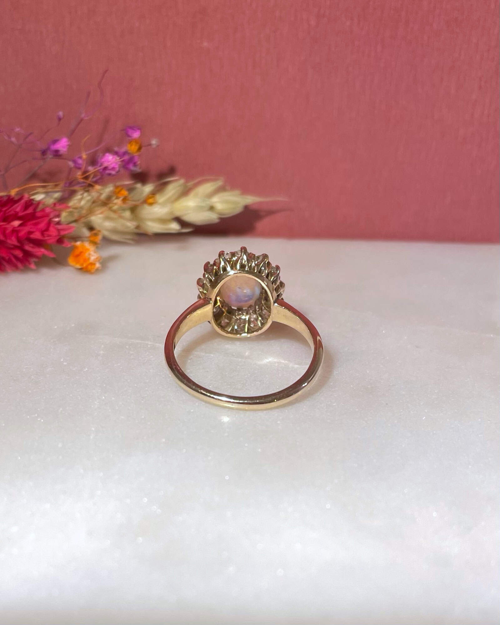 Marguerite Vintage Opale 1 Carat & Diamants "Kelya" - Elliade Paris