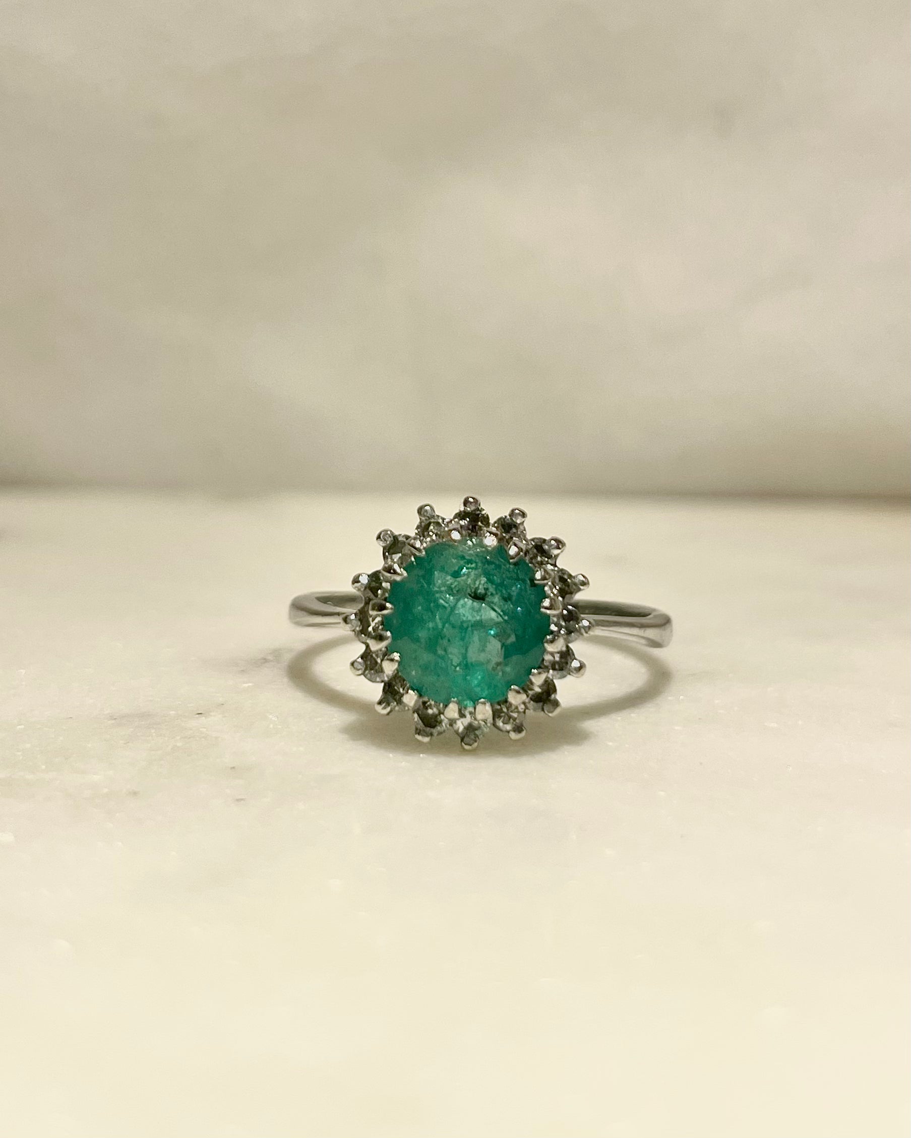 Bague Marguerite Émeraude 1 carat & Diamants "Théomire"