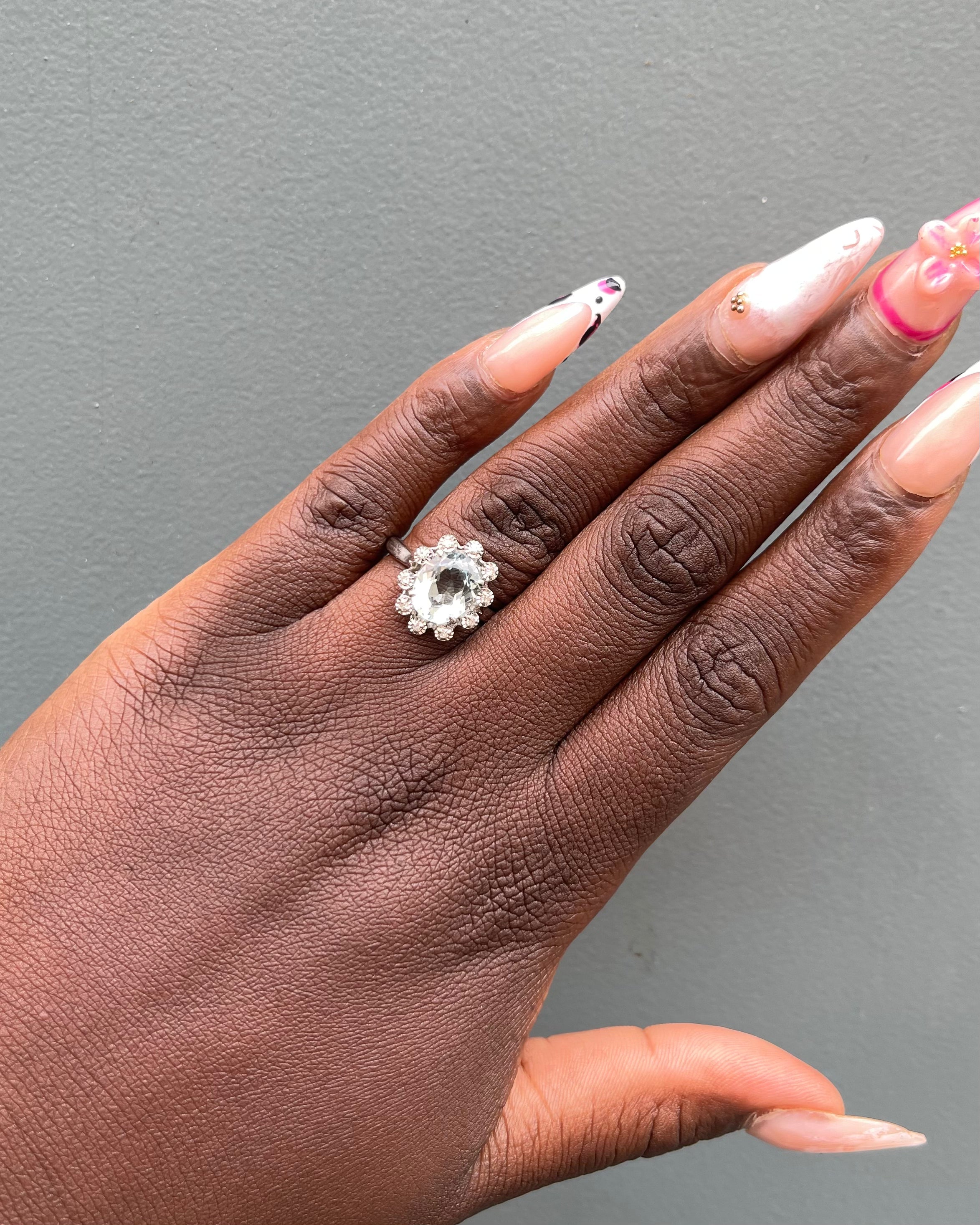 Bague Marguerite Aigue-Marine 2.30 carats & Diamants "Inaya"