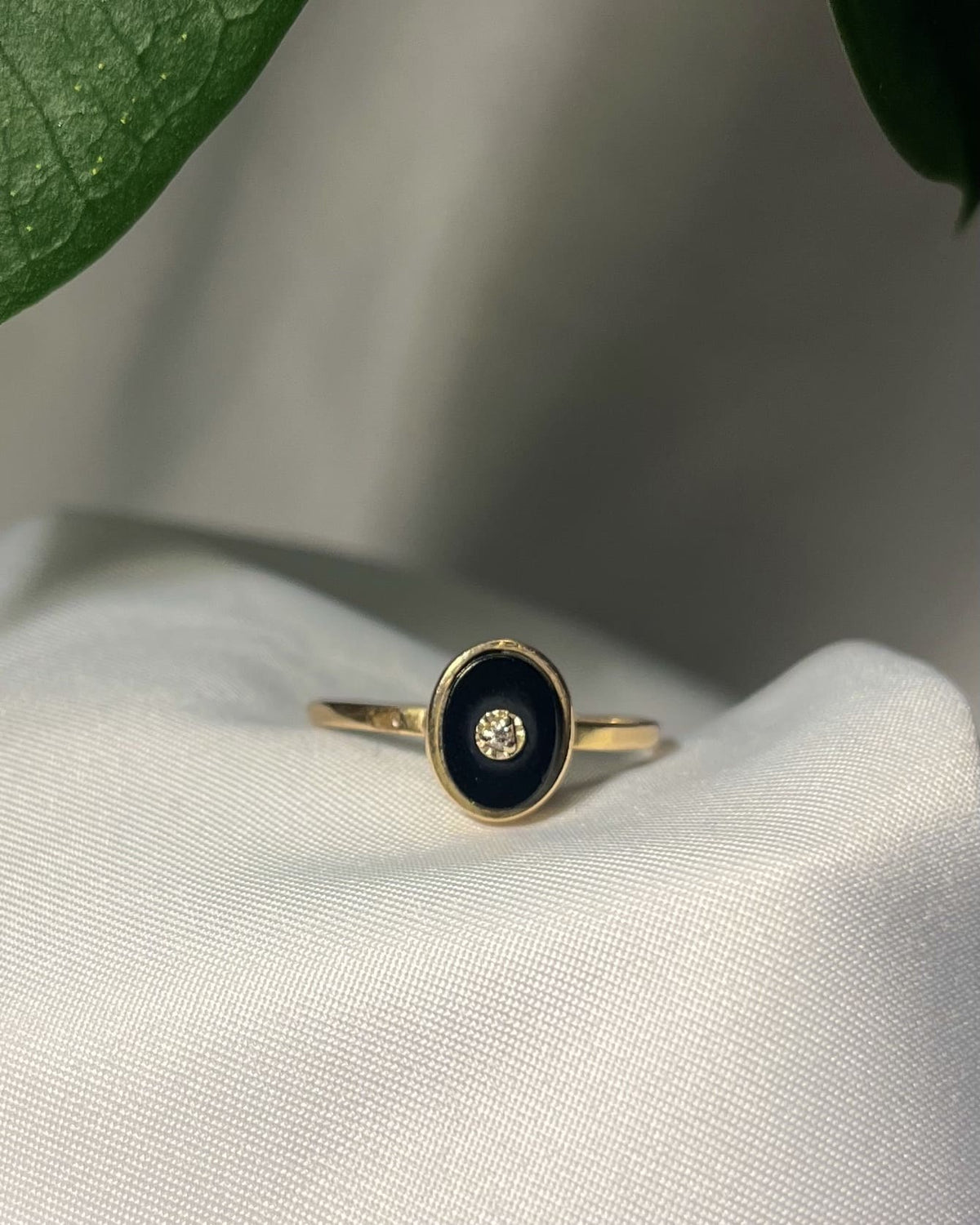 Bague vintage Onyx et Diamant "Orélia" - Elliade Paris