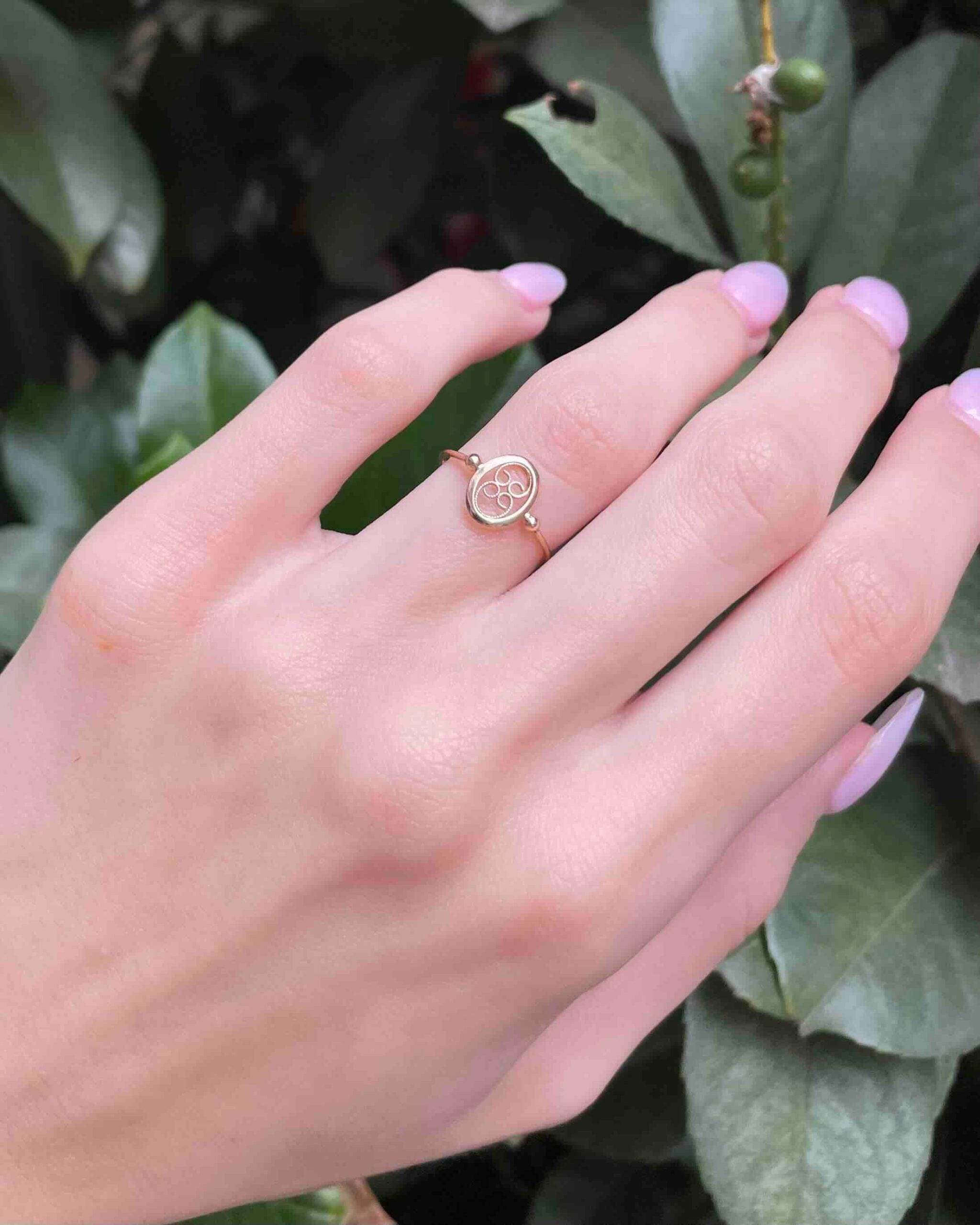 Bague Style Art-Déco Or cuivré 18 carats "Jisu"