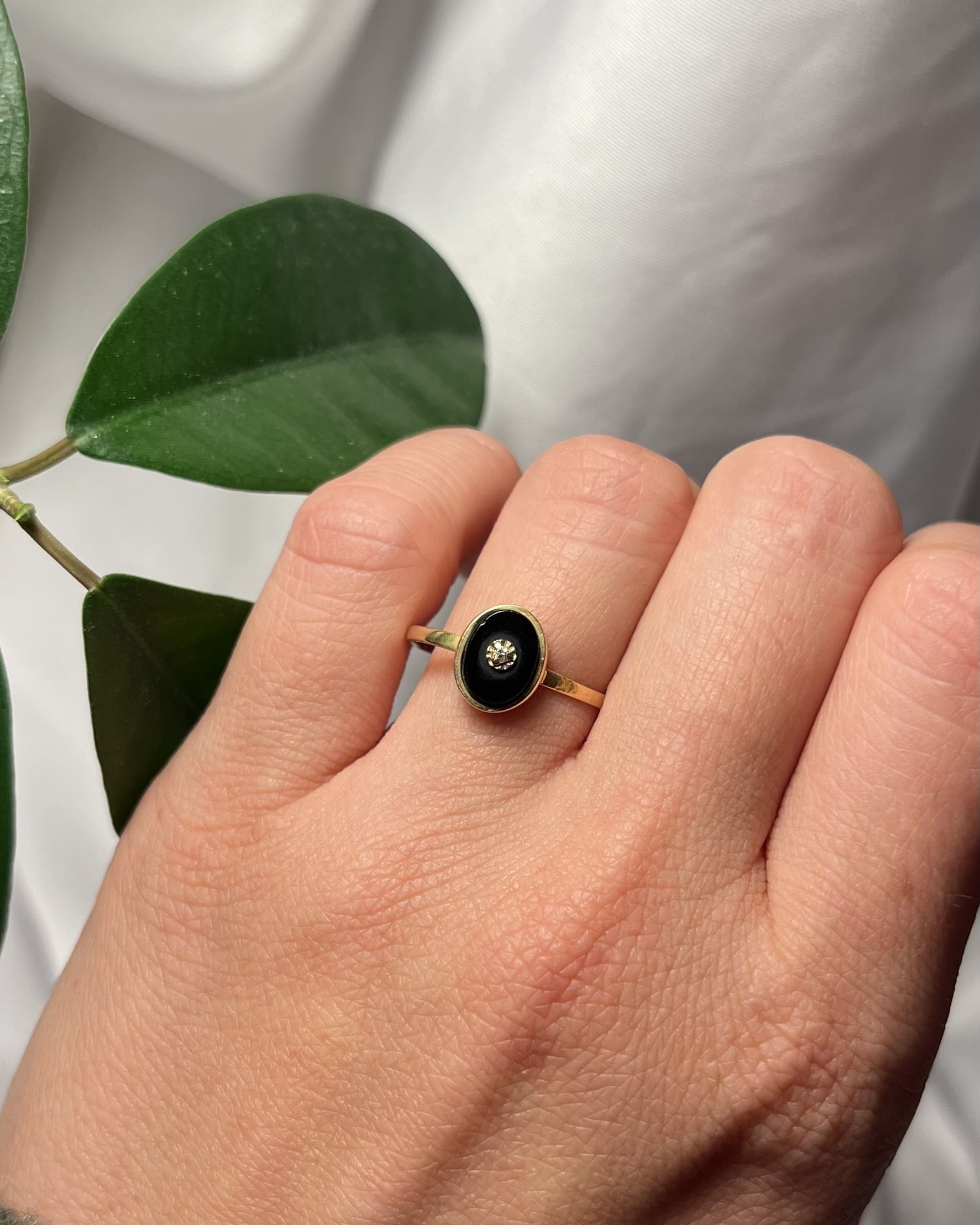 Bague vintage Onyx et Diamant "Orélia" - Elliade Paris