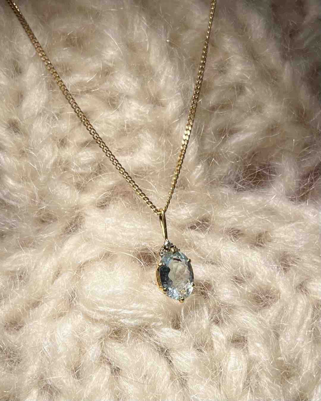 Pendentif Aigue - Marine et diamants "Aube" - Elliade Paris