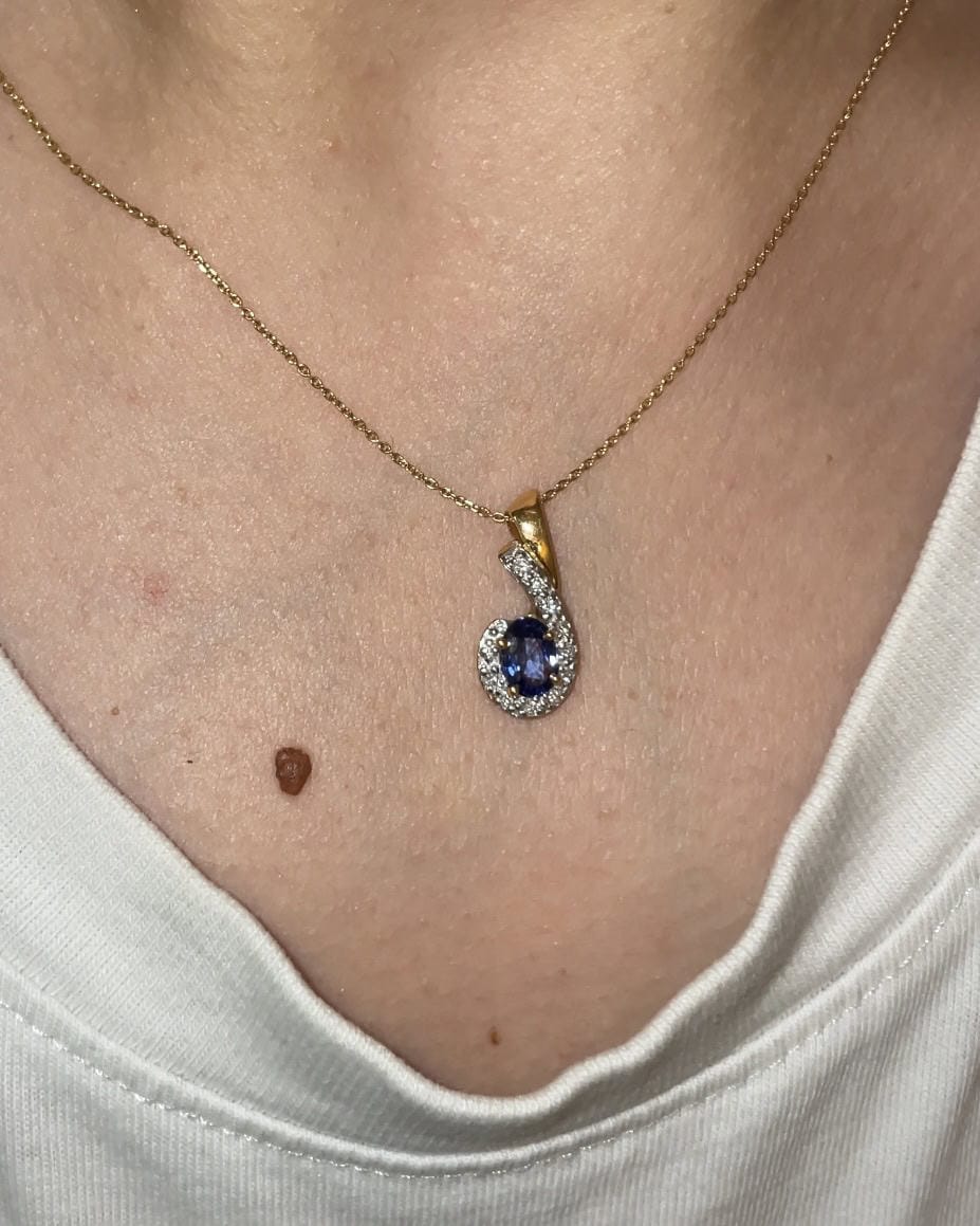 Pendentif Saphir 0.60 carat & Diamants "Kimmy" - Elliade Paris