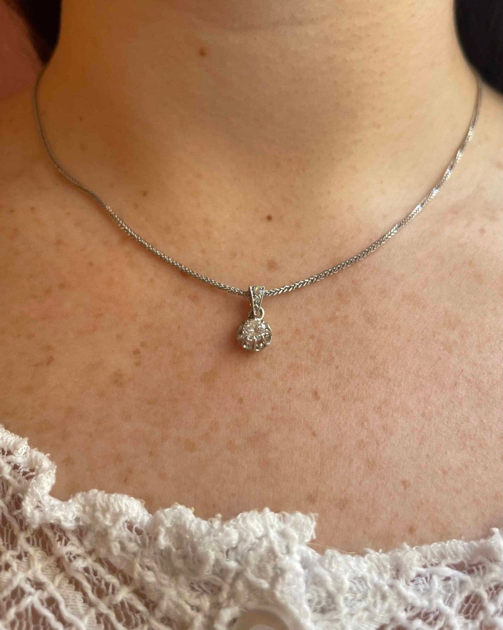 Pendentif Art - Déco Diamants 0.39 carat "Mona" - Elliade Paris