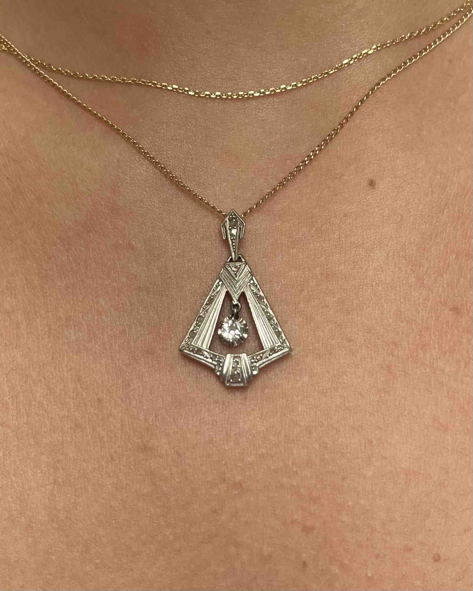 Pendentif Art - déco diamants "Amada" - Elliade Paris