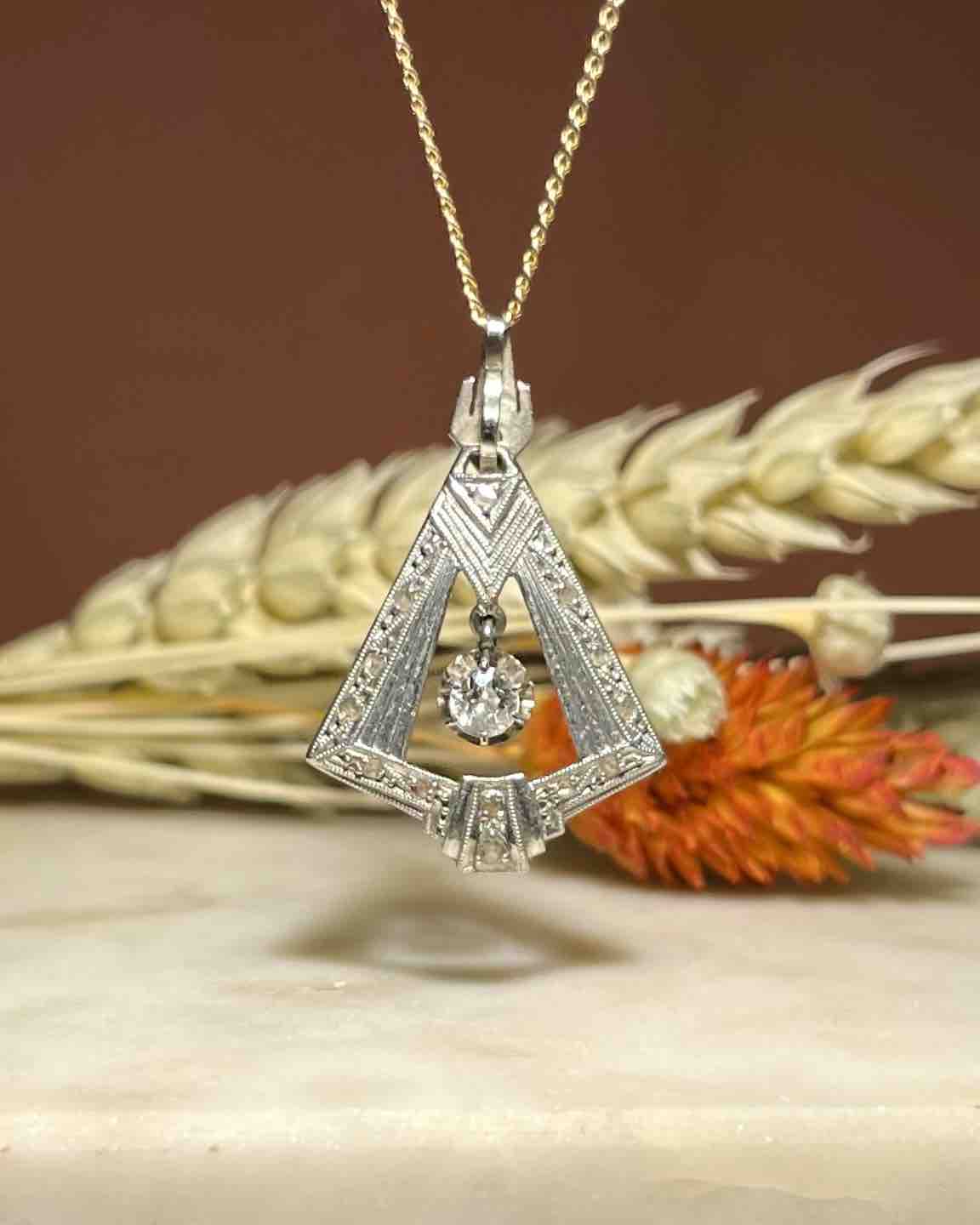 Pendentif Art - déco diamants "Amada" - Elliade Paris